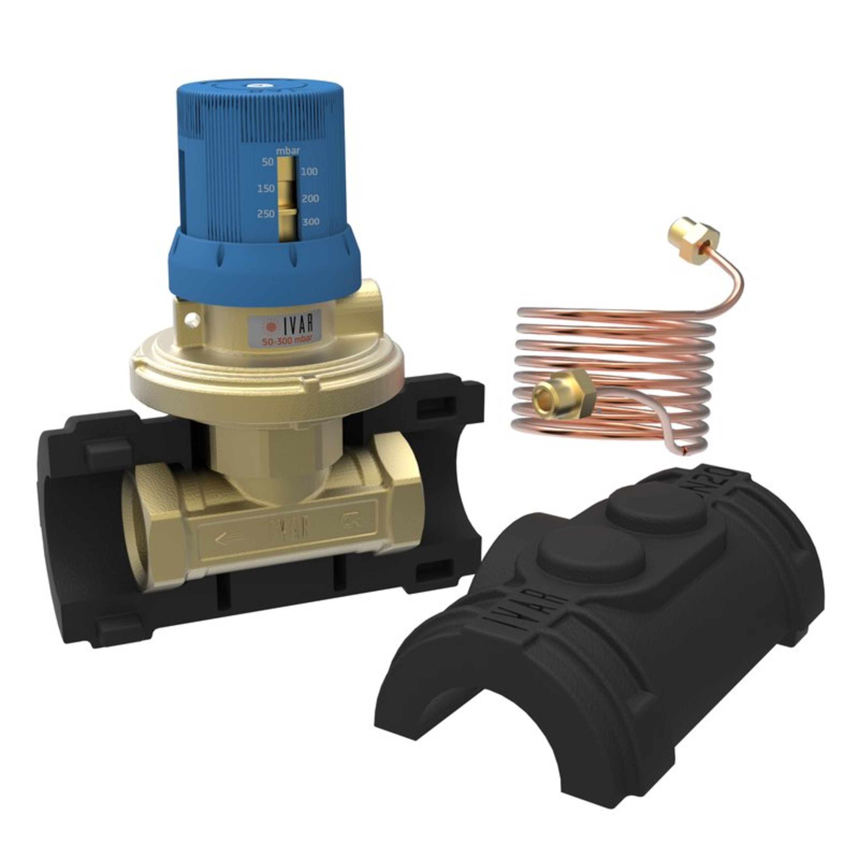 EQF01 DN15 diff.trykkregulator med isolasjonskappe, område 25-60 kPa, 1/2"