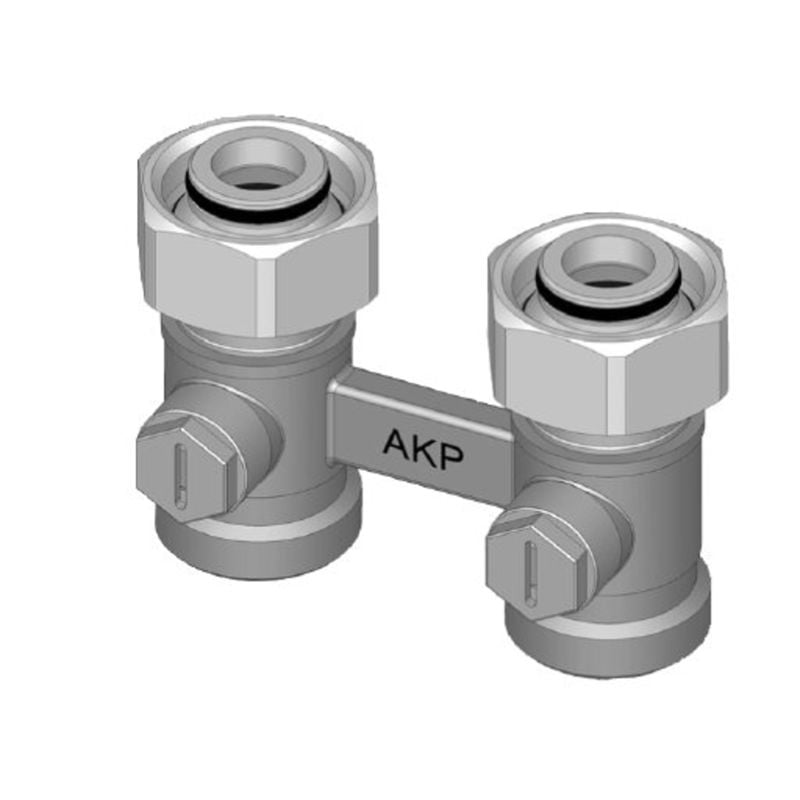 H-ventil 2-rørs, underforbinding, EK utv. gjenger x EK roterende mutter