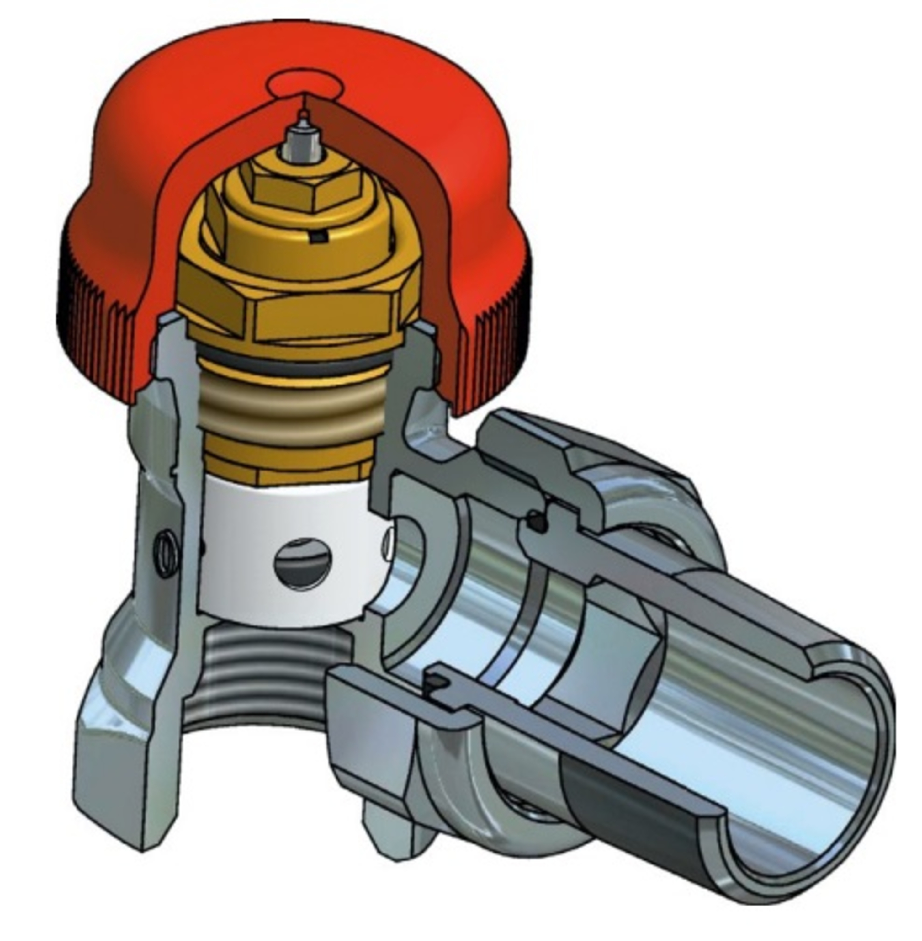 Termostatventil, albue, justerbar Kv Fin, 1/2" innv./utv. gjenger
