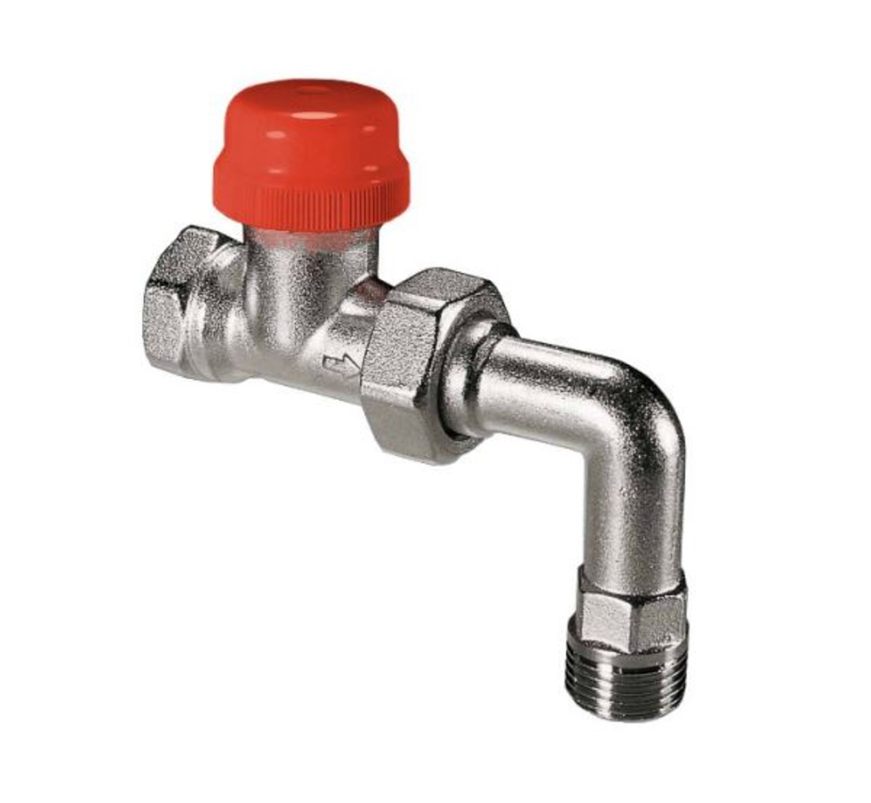 Termostatventil, albue, justerbar Kv Fin, 1/2" innv./utv. gjenger