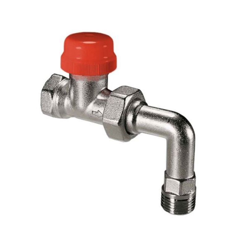 Termostatventil, albue, justerbar Kv Fin, 1/2" innv./utv. gjenger