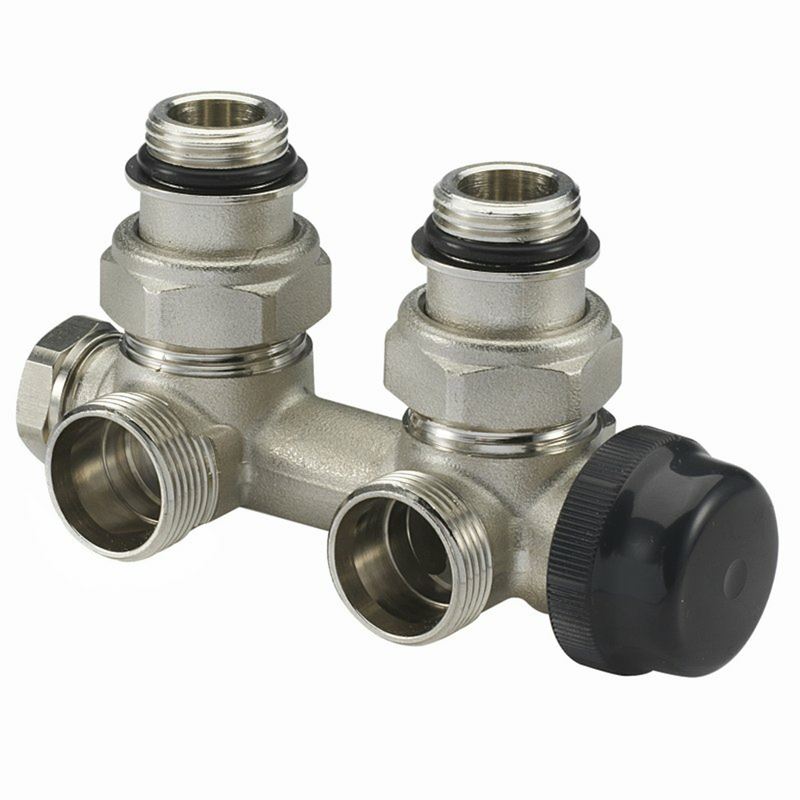 Termostatventil med forbinding bak EK x 1/2&quot; utv. gjenger