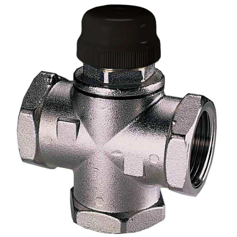 Termostatisk blandeventil med blandet vann i 3. løp, 1" innv. gjenger