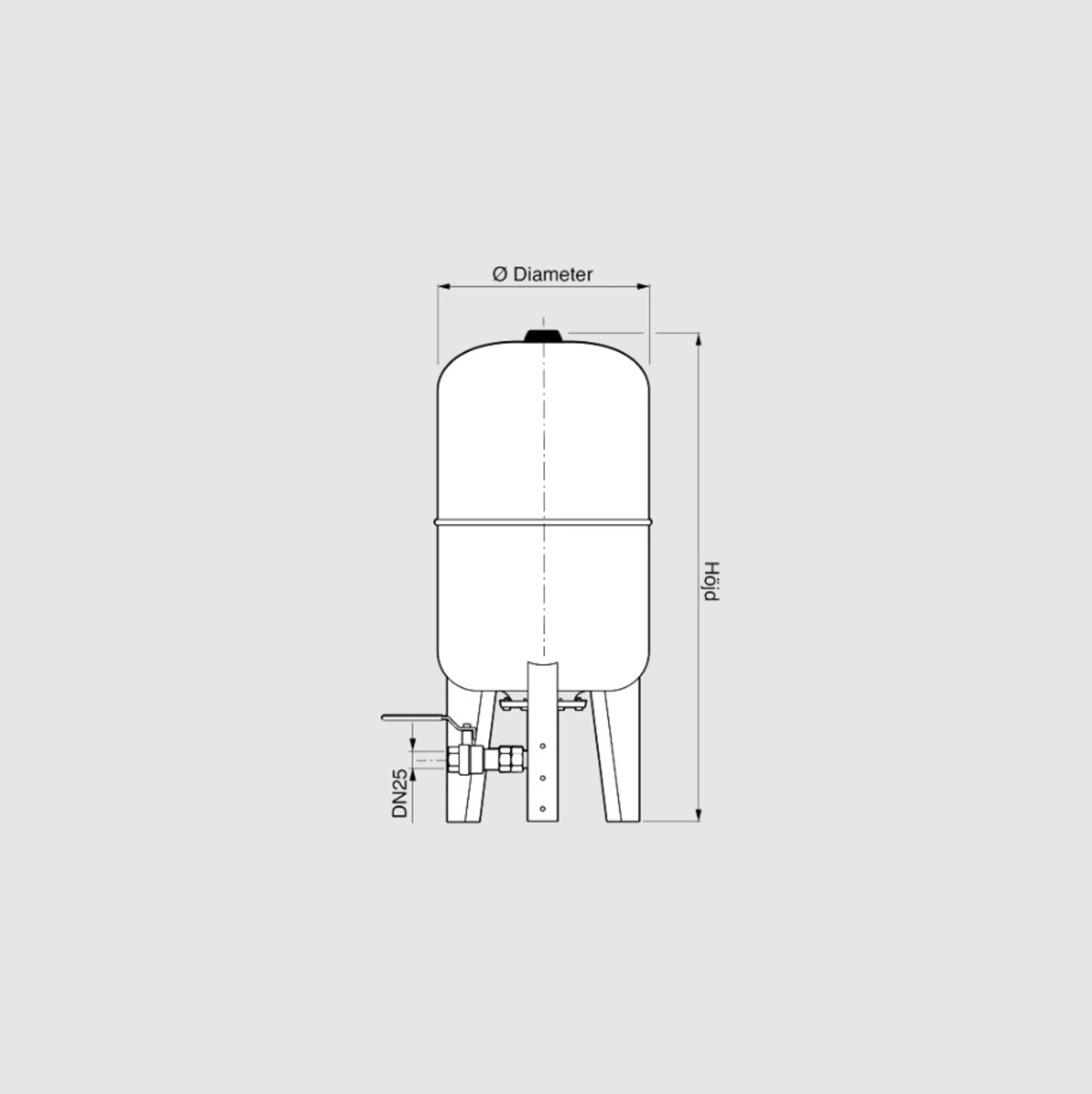 Utjevningskar TTM Offset, 60 l gulvstående, PN10