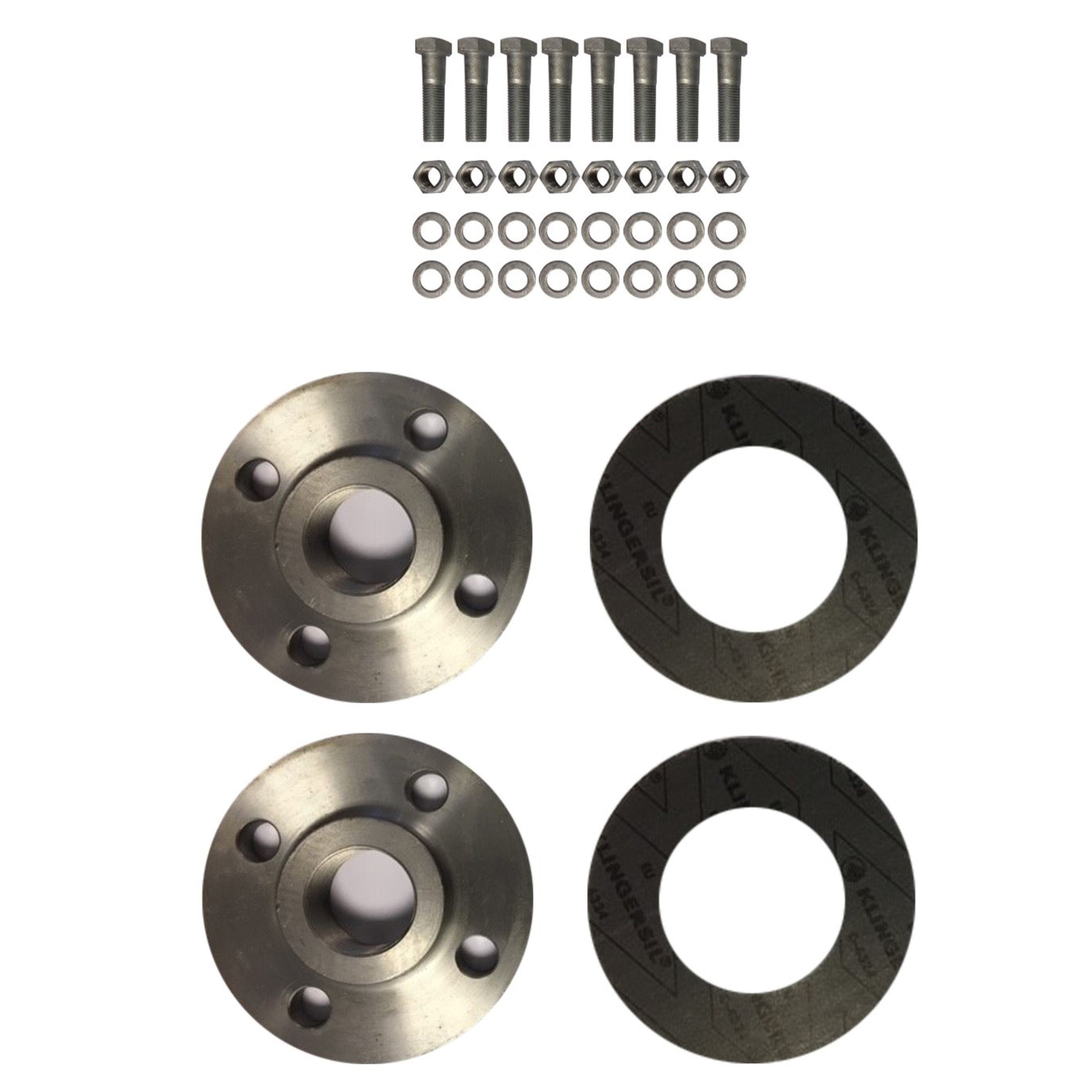 Gjengeflenssett DN 80, stål, sort,  (2 flens, pakning og boltesett)