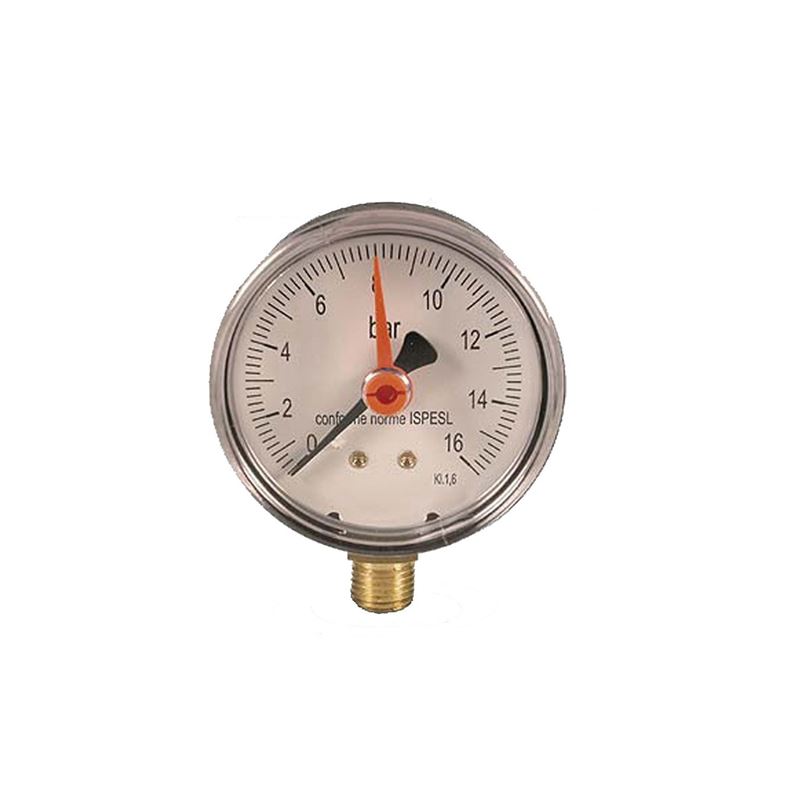 Manometer, 0-4 bar, tilkobling under, 1/4&quot; utv. gjenger