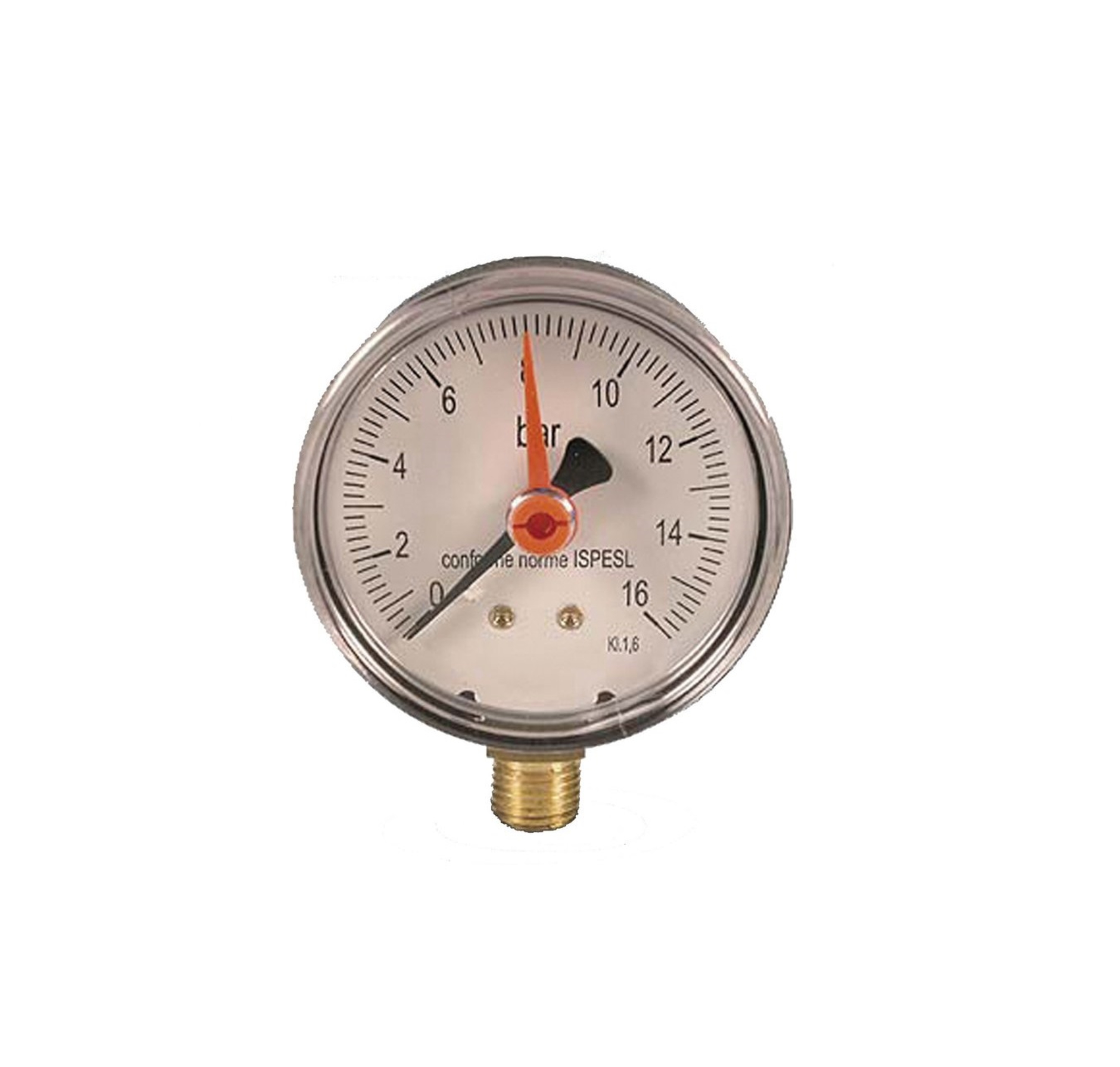 Manometer, 0-4 bar, tilkobling under, 1/4" utv. gjenger