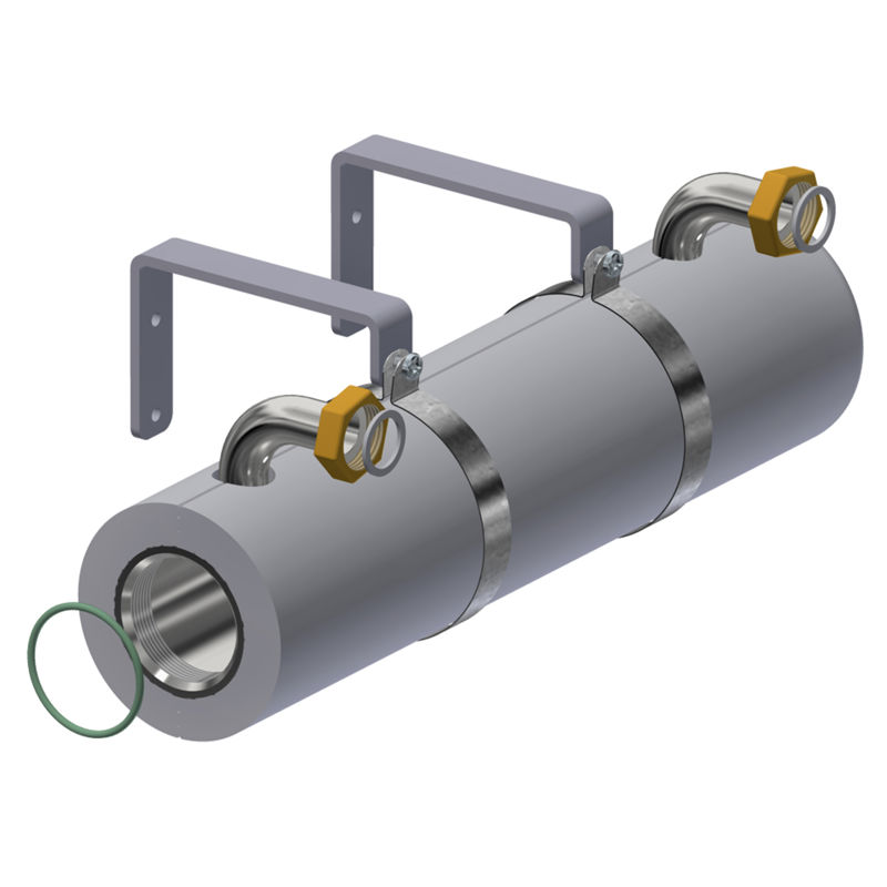 Gjennomstrømningshylse for el. kolbe, rustfri med isolering