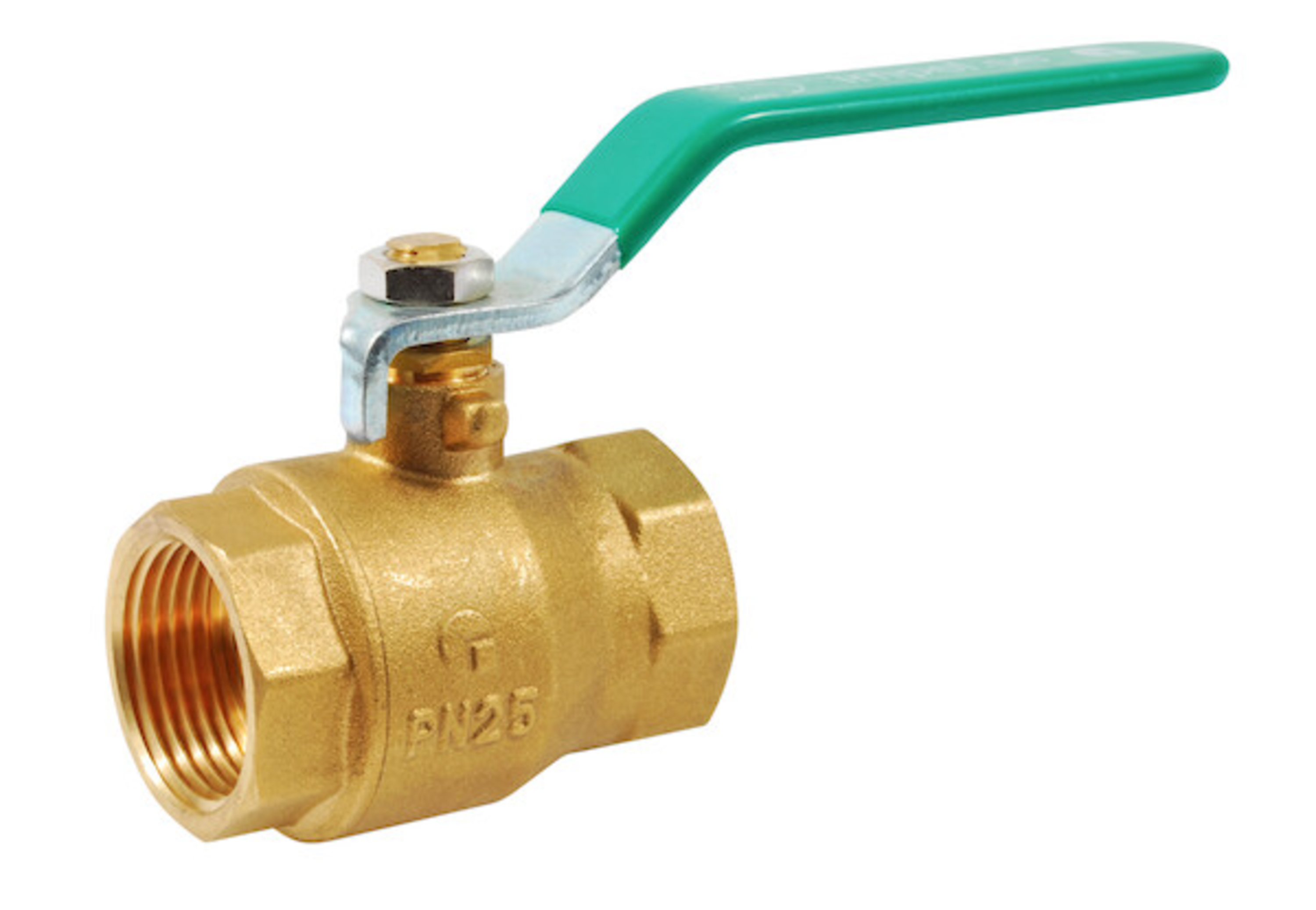 Kuleventil i messing med hendel, til tappevann, 1 1/4'' innv. gjenger