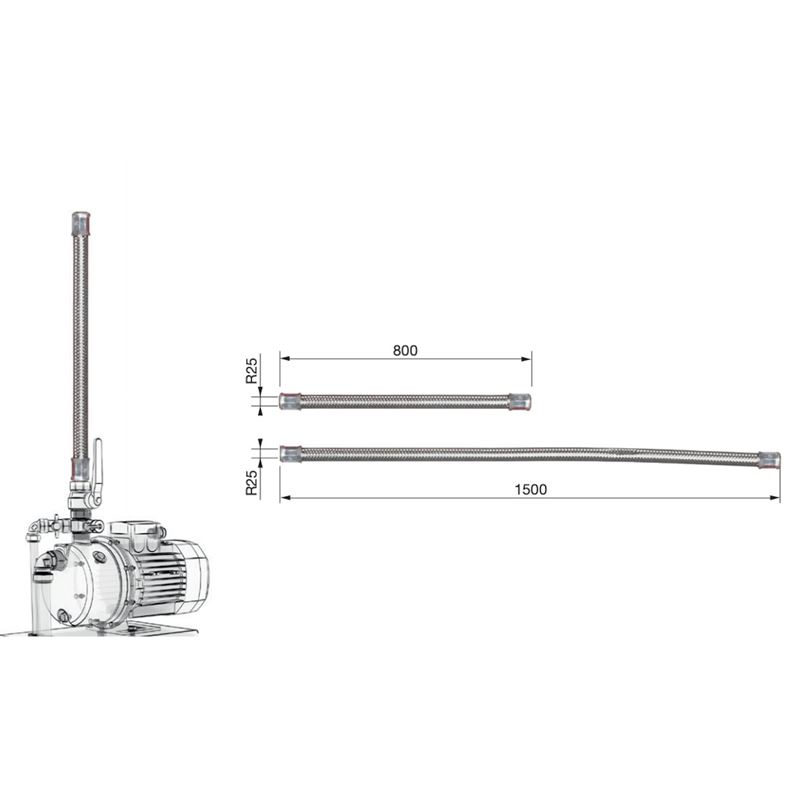 Fleksibel slange for RTB Blandekar og Mag 250, 1&quot; innv. gjenge, 1500 mm