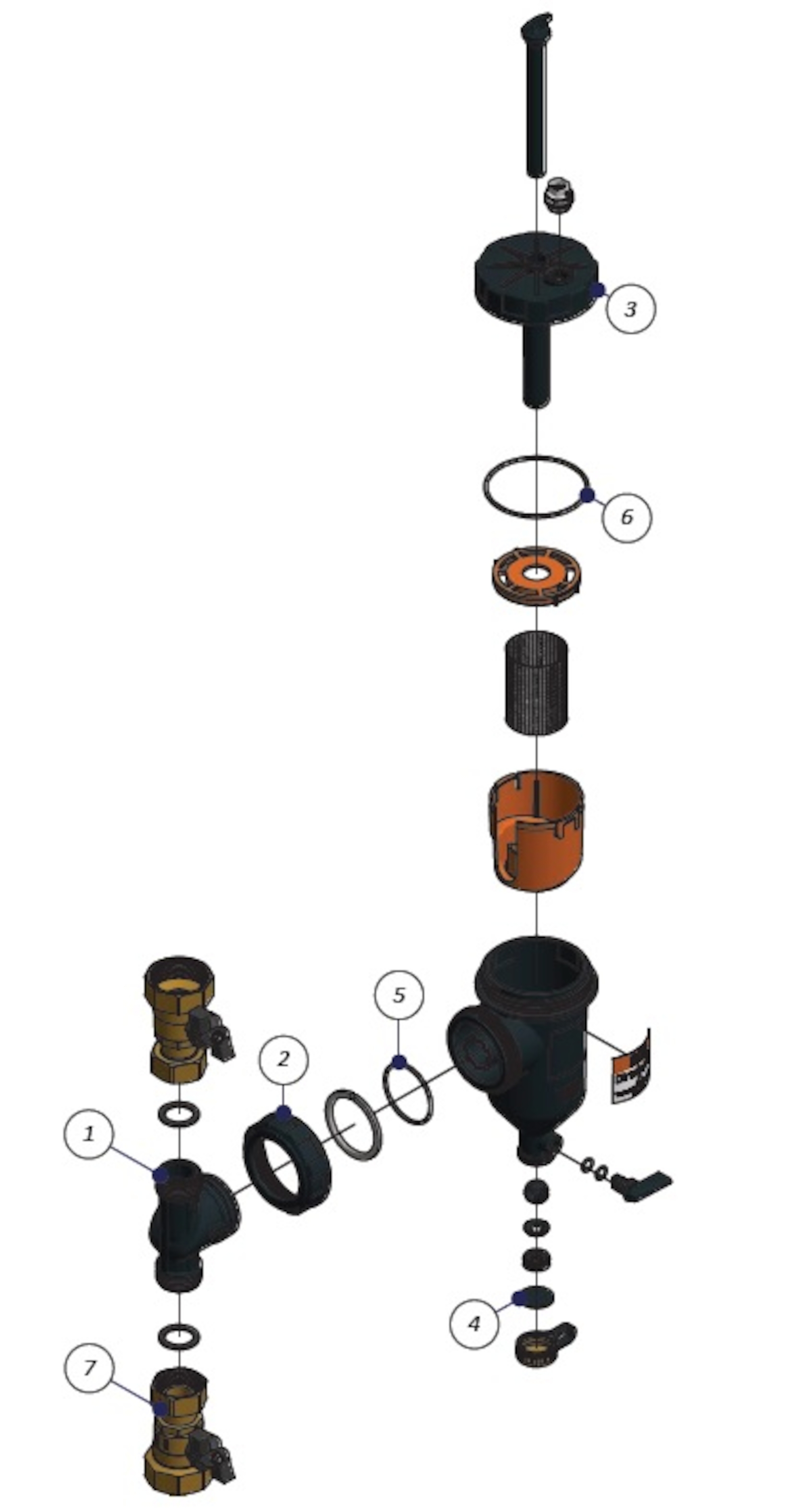 Dirtstop XL vannfilter, m/ magnetstav og avst. ventiler 3/4&quot; innv. gjenger