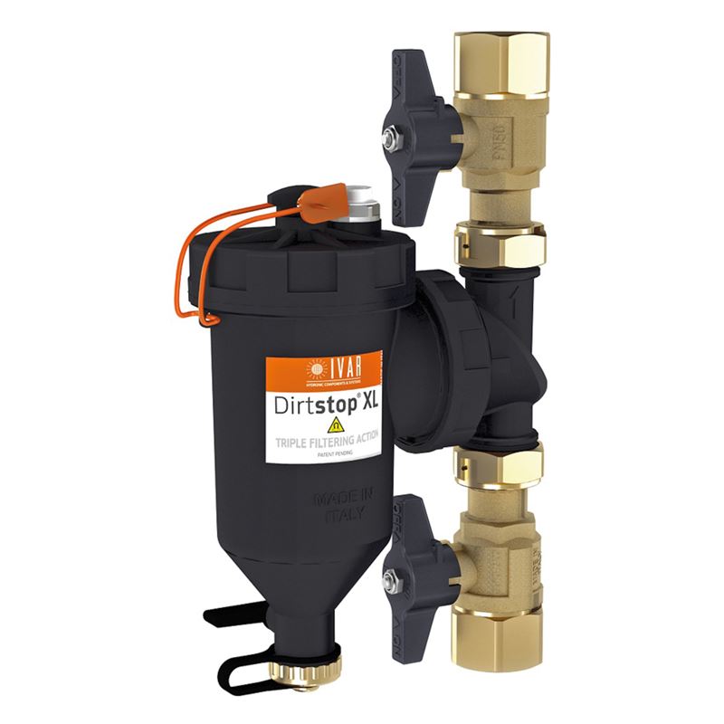 Dirtstop XL vannfilter, m/ magnetstav og avst. ventiler 3/4&quot; innv. gjenger