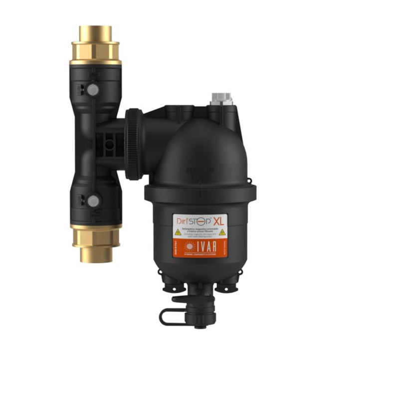 Magnetfilter Dirtstop XL m/ isolasjon, inkl. 2x magnetstaver og avst. ventiler, 1" innv. gjenger