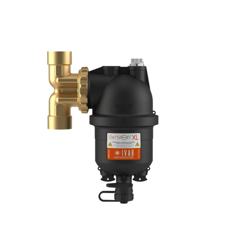 Magnetfilter Dirtstop XL, inkl. 2x magnetstaver og T-rør i messing, 1 1/4" innv. gjenger