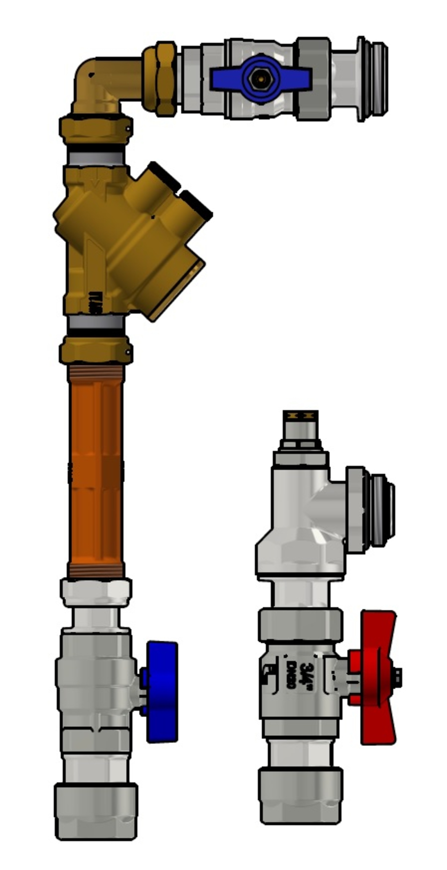 Fordelersett med plass for energimåler og 3/4" dynamisk ventilkropp, 26x3 mm alpex