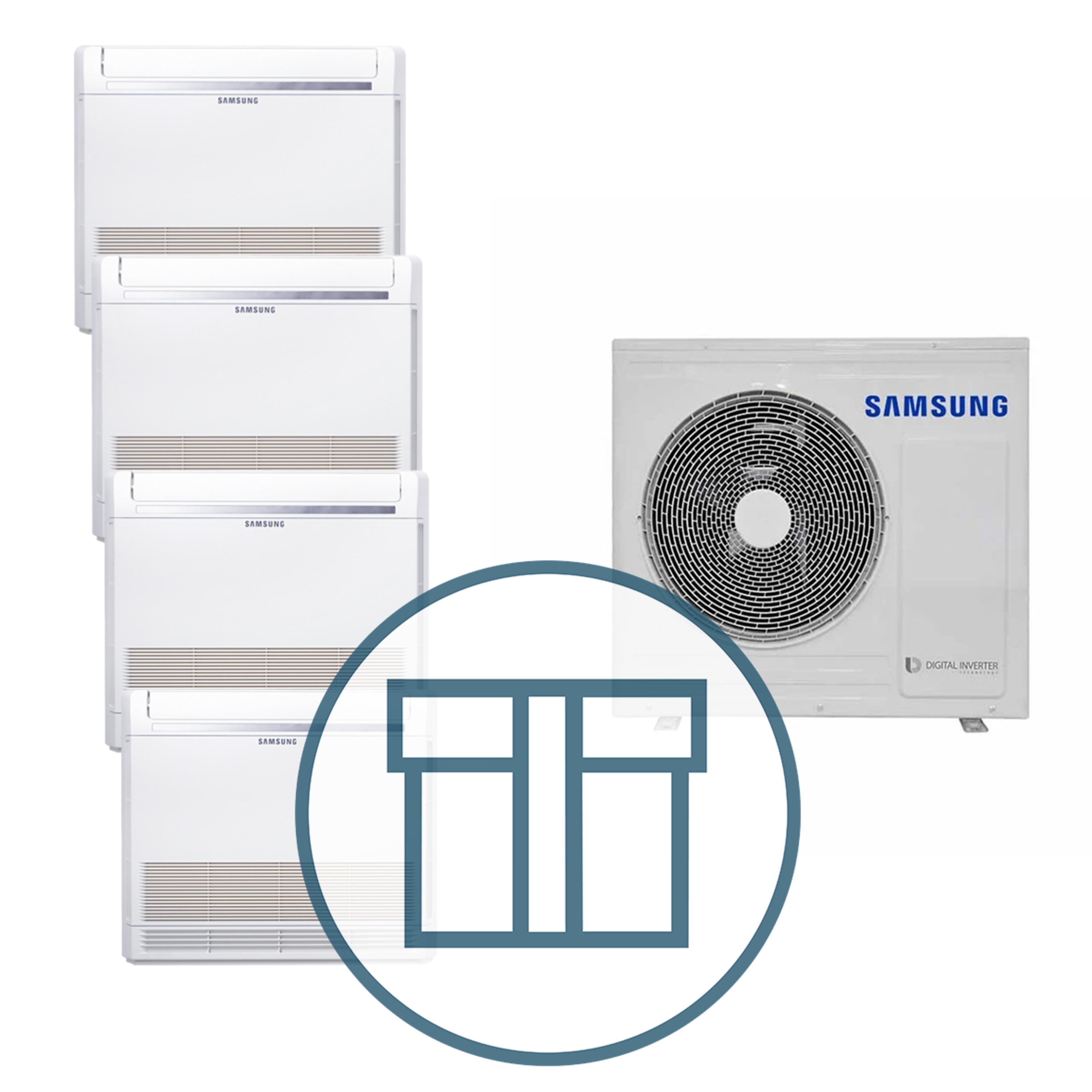 Systempakke luft-luft Samsung, Multisplitt 080 med gulvmodell  - R32