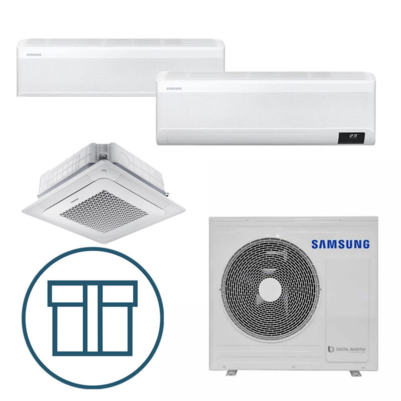 Systempakke luft-luft Samsung, Multisplitt 068 med høy vegg + kassett - R32