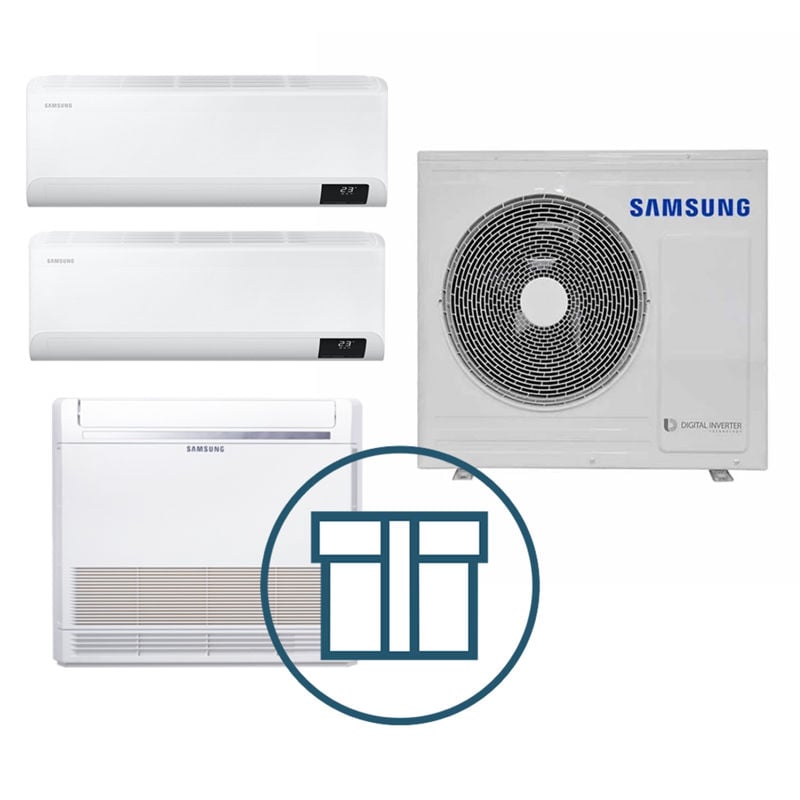 Systempakke luft-luft Samsung, Multisplitt 068 med høy vegg + gulv- R32