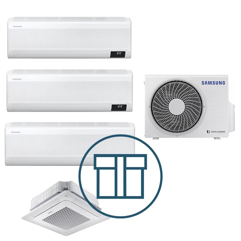 Systempakke luft-luft, Multisplitt 052 med Wind-Free™ h&#248;y vegg + kassett - R32