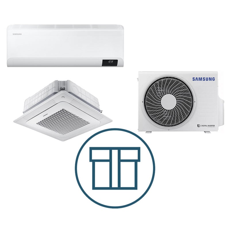 Systempakke luft-luft Samsung, Multisplitt 050 høy vegg + kassett - R32
