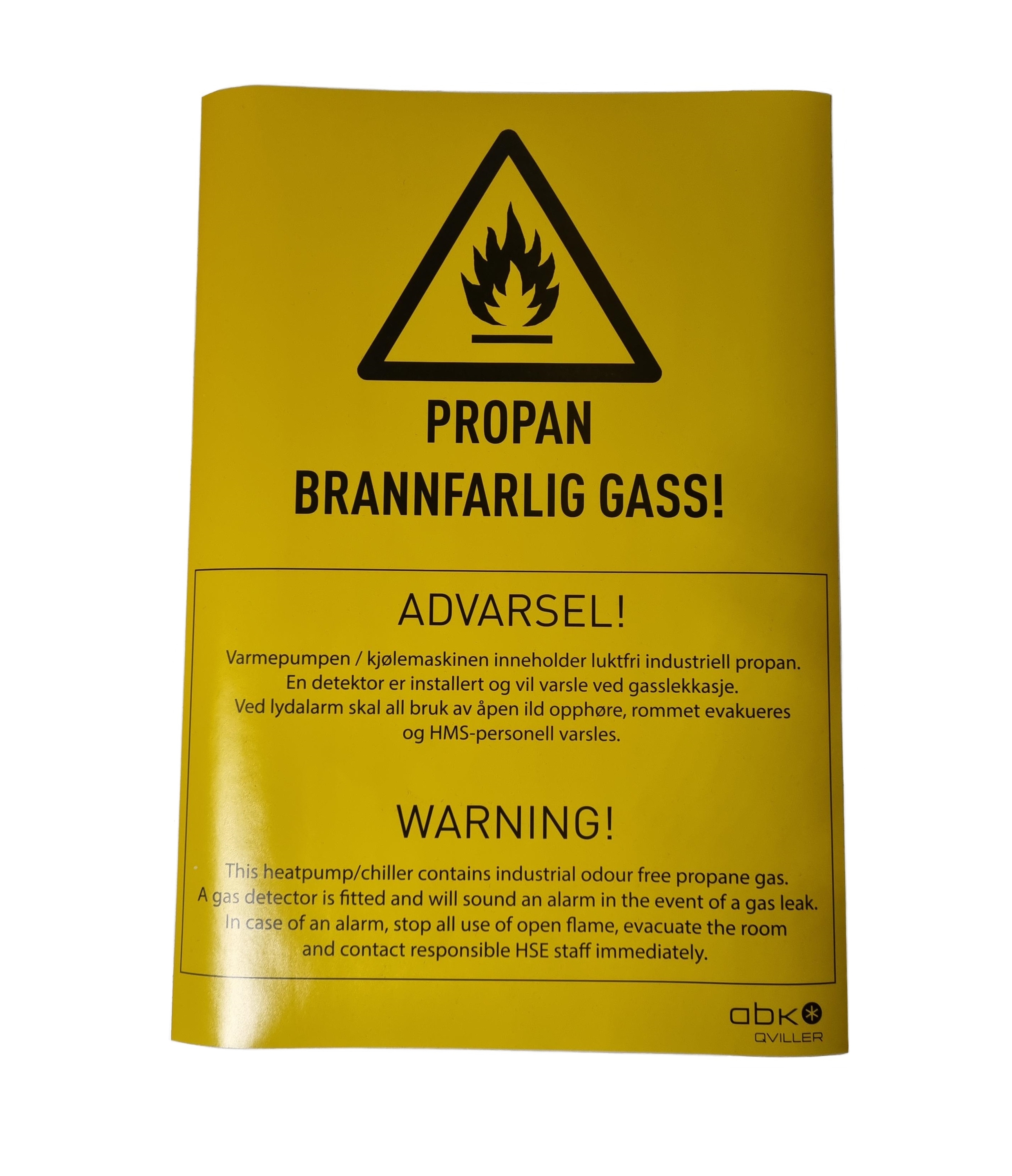 Klistremerke Propan eksplosjonsfare