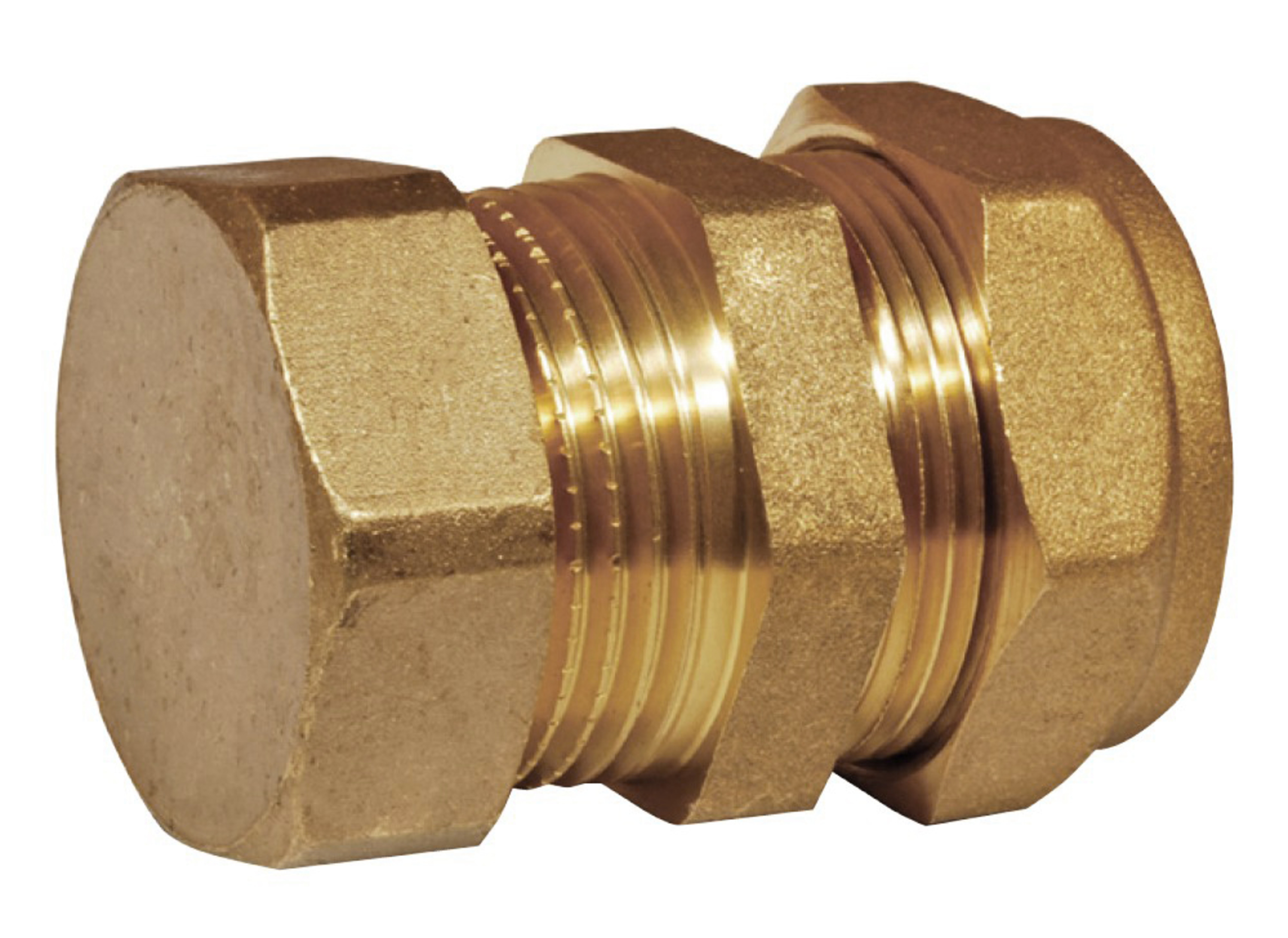 28 mm klemringskobling med blindplugg, union i messing