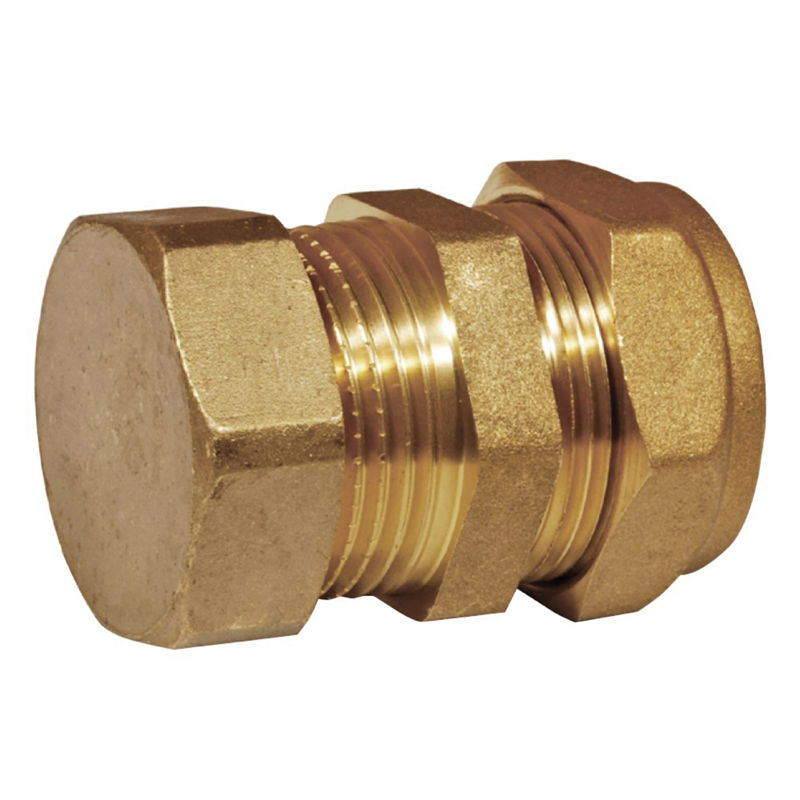 28 mm klemringskobling med blindplugg, union i messing