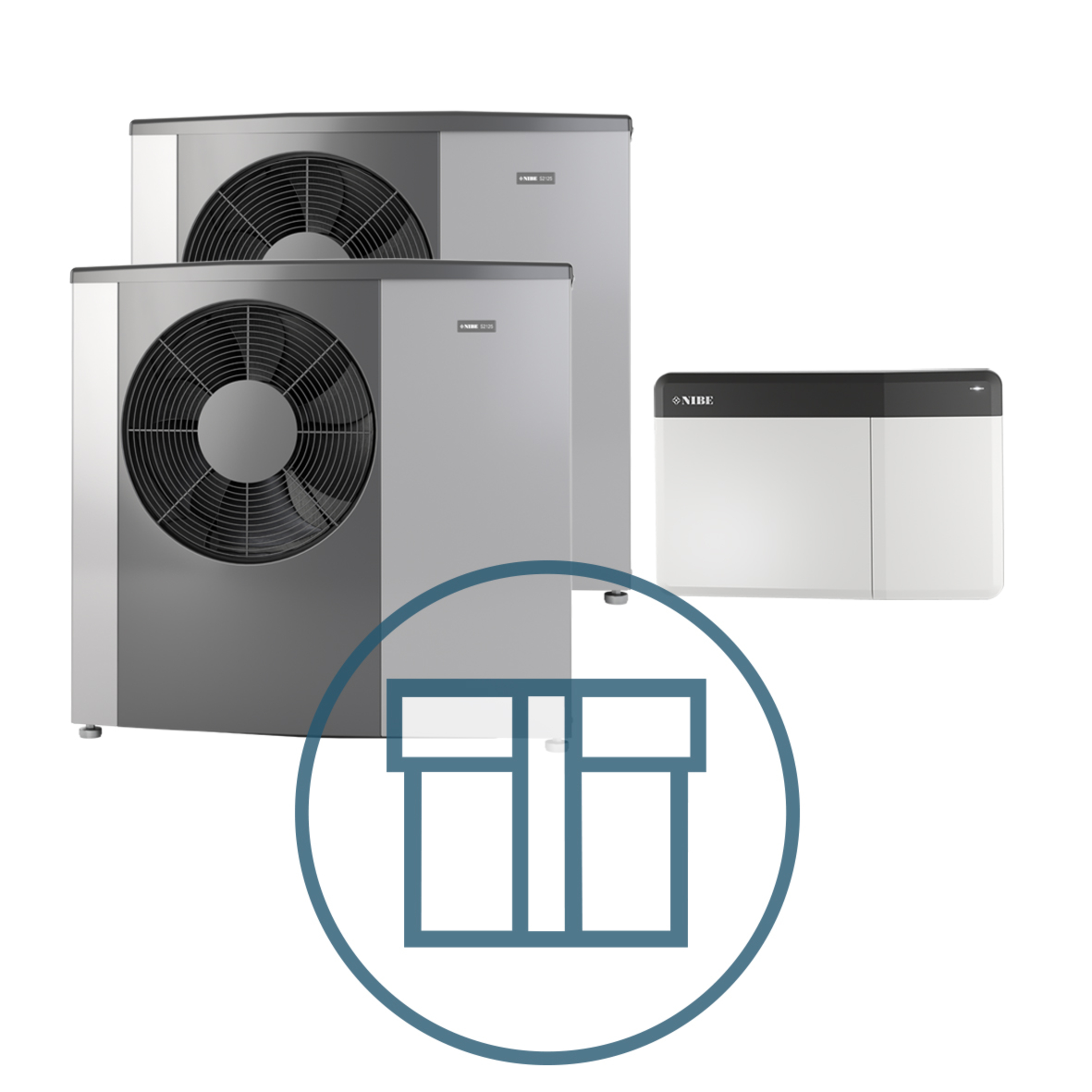 2 stk. S2125-20 Inverter med SMO S40, 3~ 400 V systempakke luft-vann varmepumpe