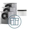 3 stk. S2125-20 Inverter med SMO S40, 1~ 230 V systempakke luft-vann varmepumpe