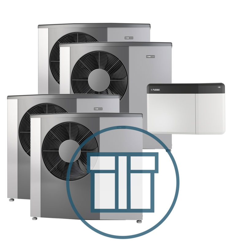 4 stk. S2125-20 Inverter med SMO S40, 3~ 400 V systempakke luft-vann varmepumpe