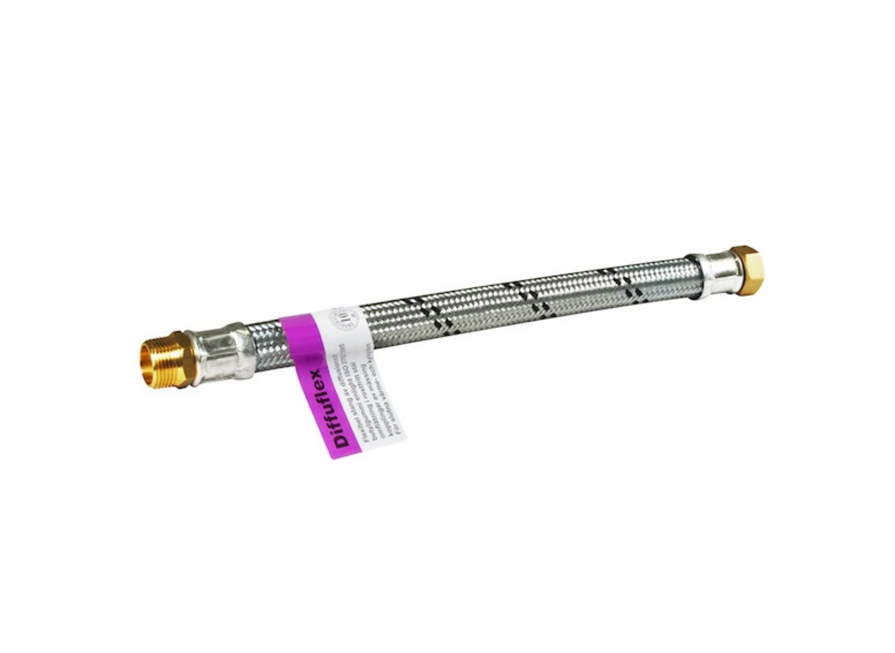 Fleksislange med pakning, diff.tett for varme, 1" innv./utv. gjenger, 800 mm