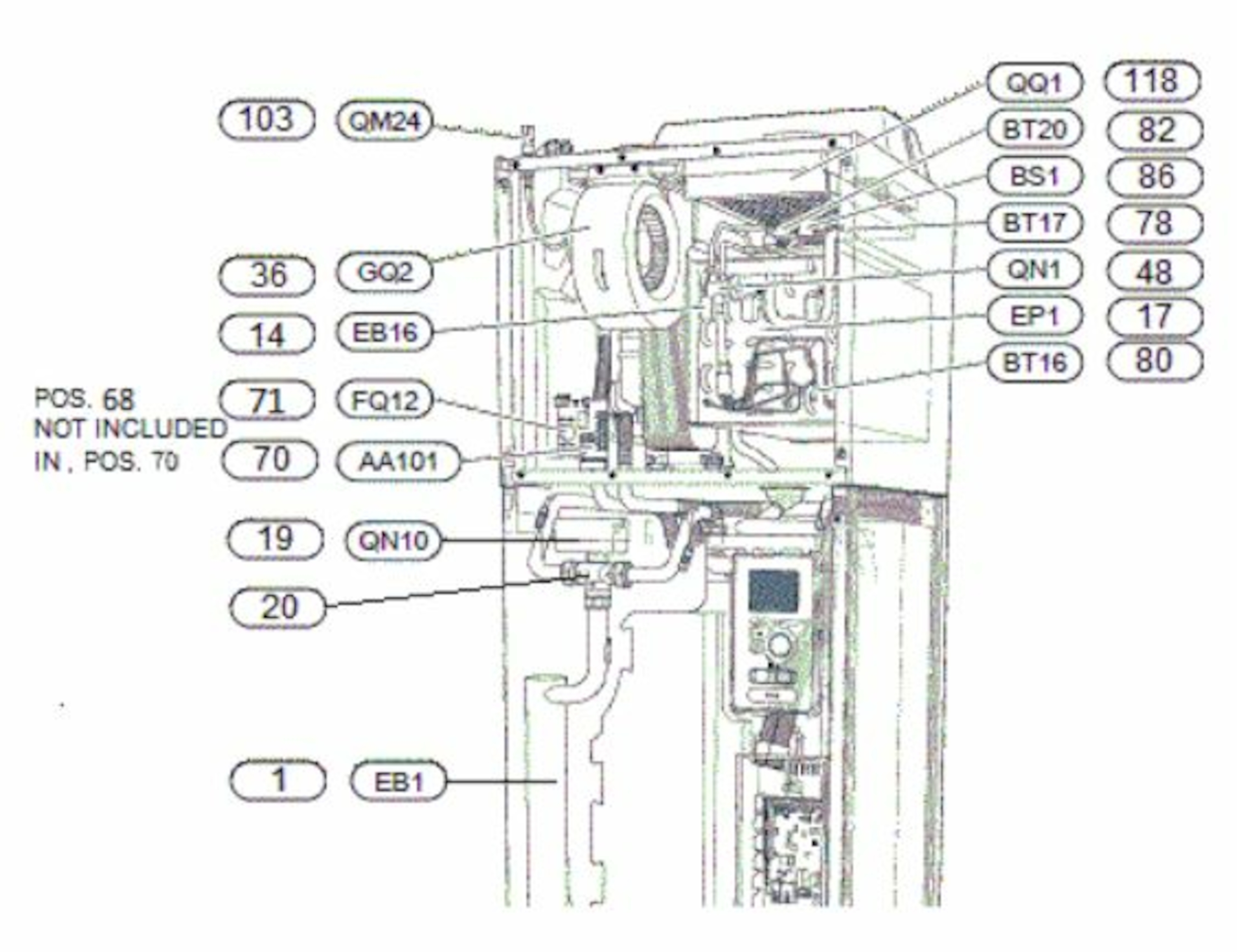 F750 R EM, 3~ 400 V, avtrekksvarmepumpe