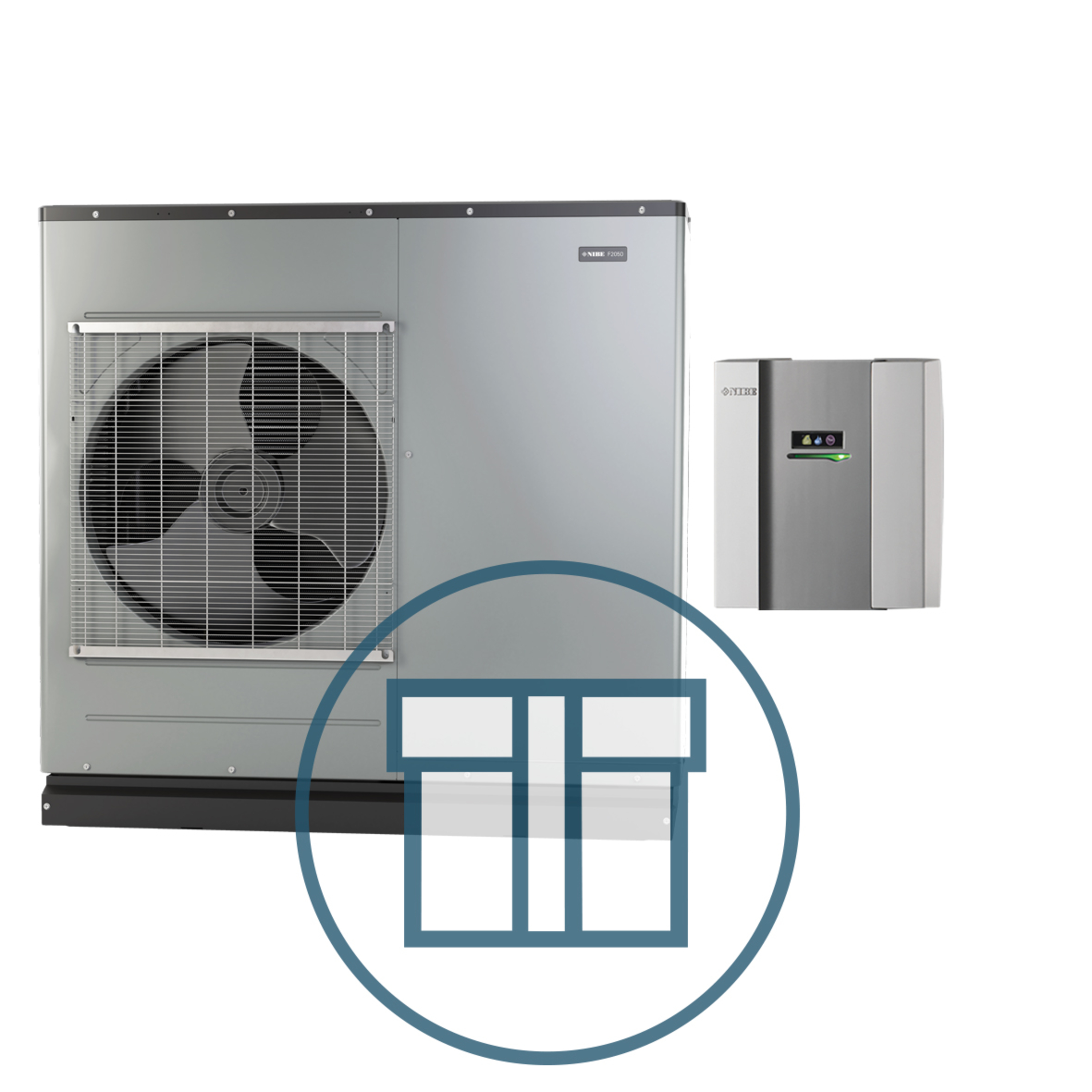 F2050-16 Inverter med SMO 40, 1~ 230 V, systempakke luft-vann varmepumpe