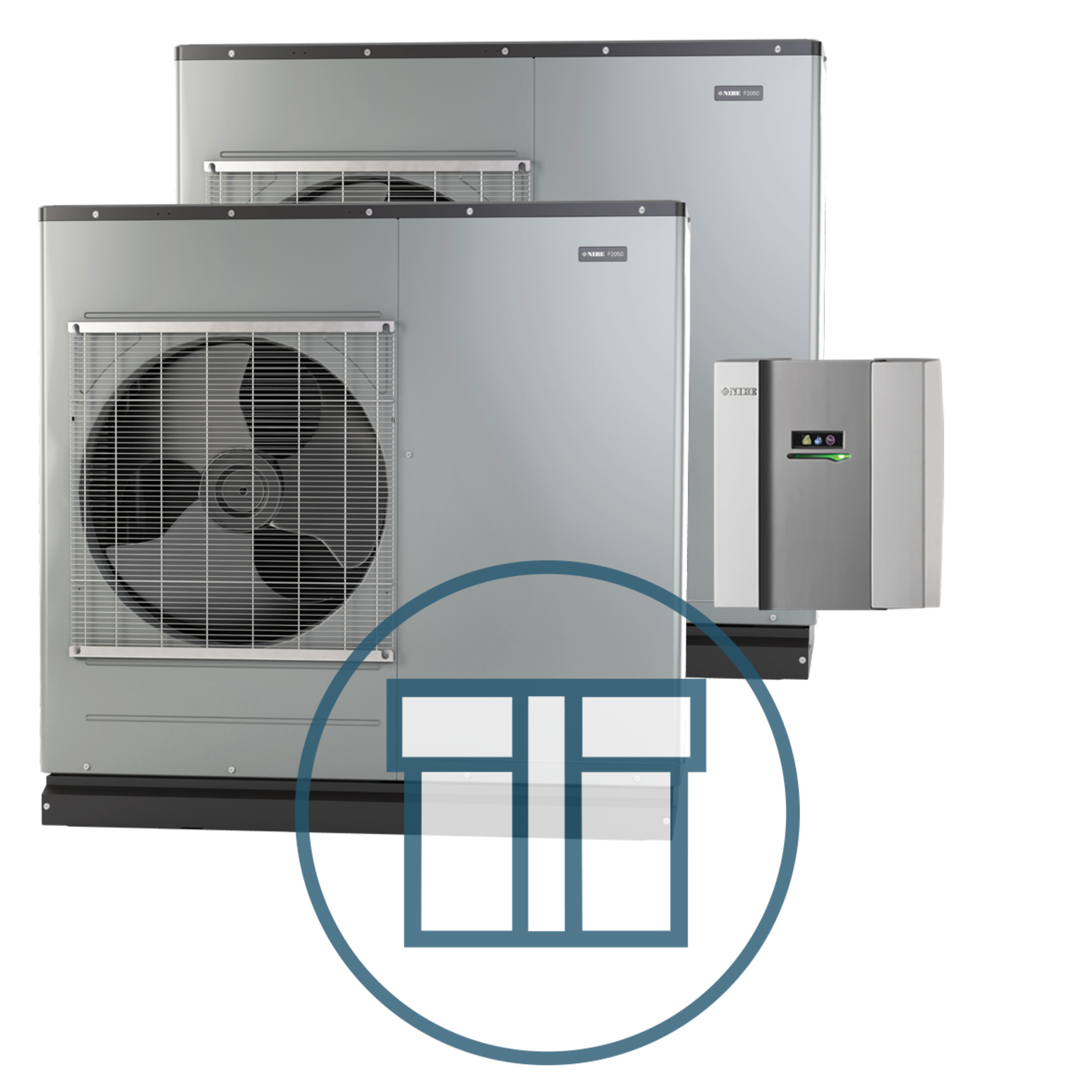 F2050-16 Inverter master/slave med SMO 40, 1~ 230 V systempakke luft-vann varmepumpe