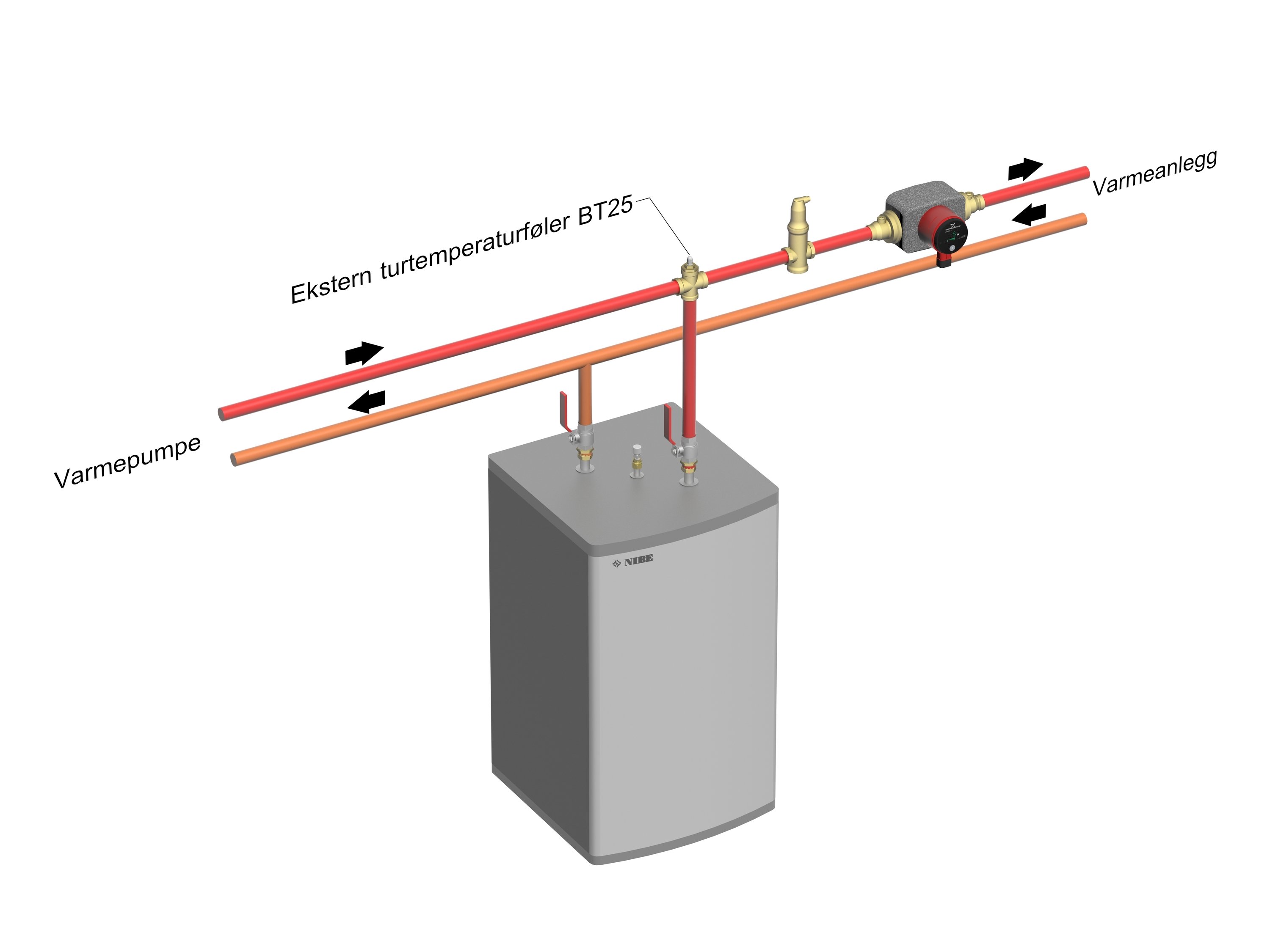HX-ST 9006 F akkumulatortank for montering på vegg/gulvstående, rustfri, topptilkobles, 60 liter
