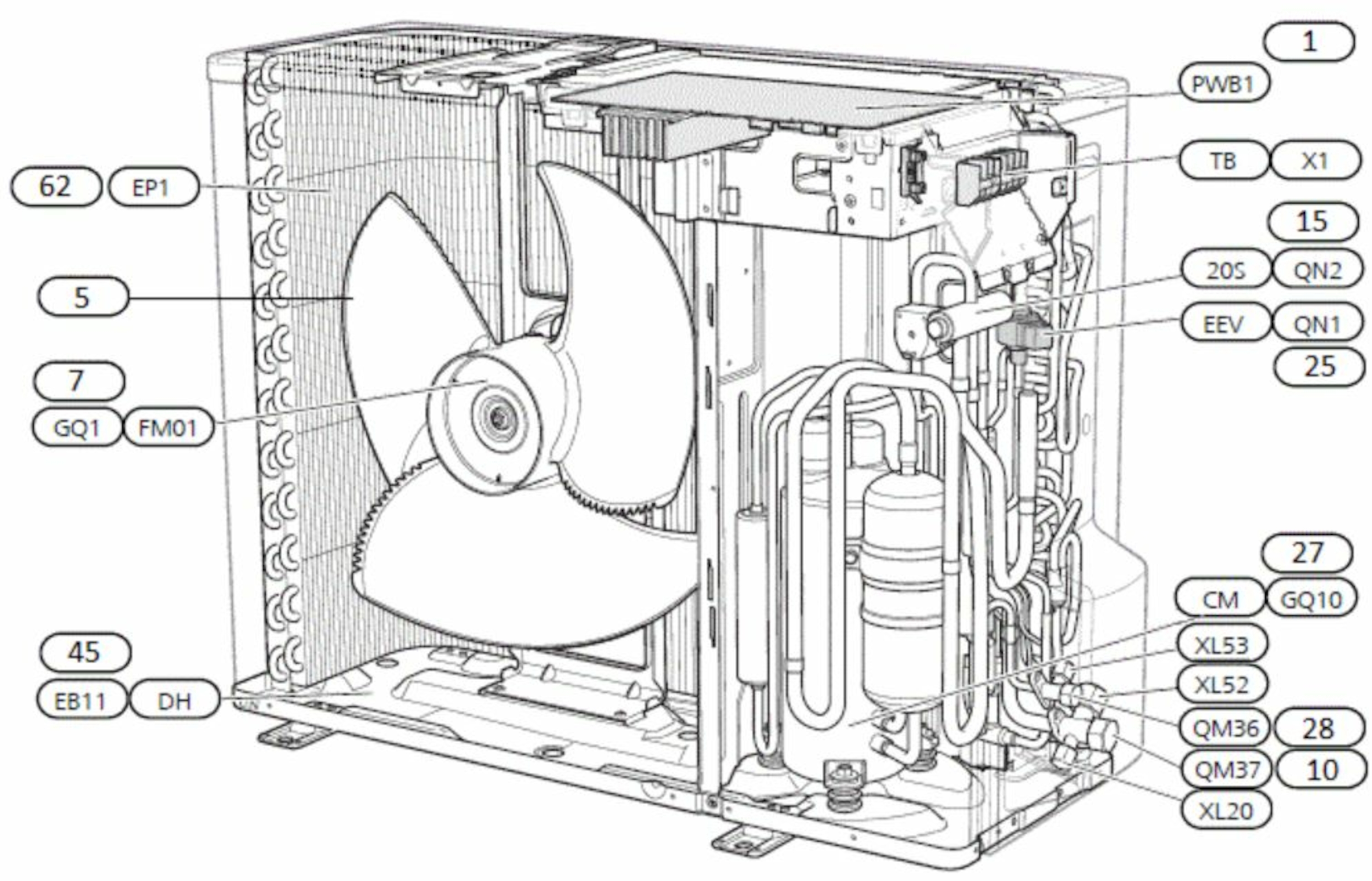 AMS 20-6 Inverter, 1~ 230 V, luft-vann splitt varmepumpe utedel