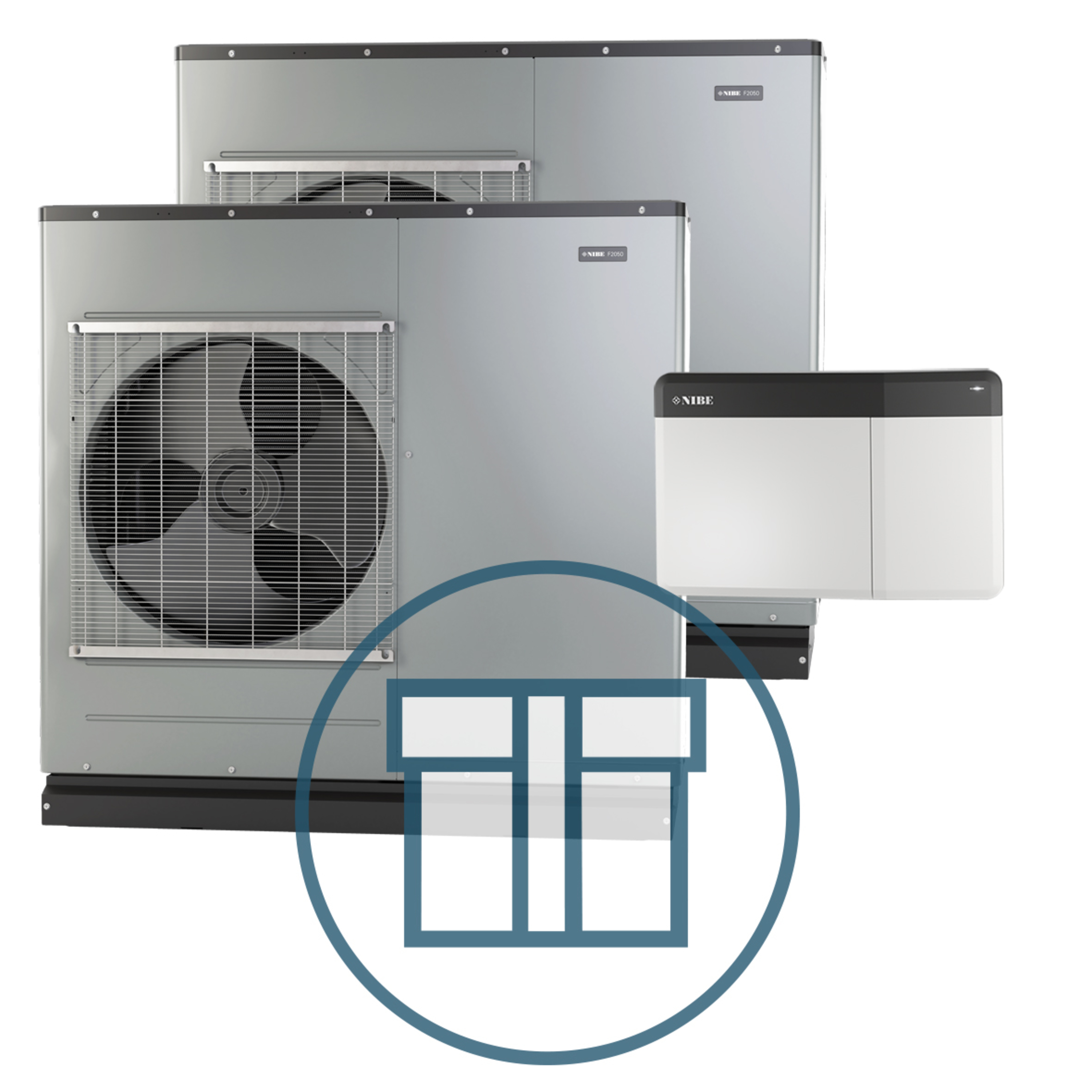 F2050-12 Inverter master-slave med SMO S40, 1~ 230 V systempakke luft-vann varmepumpe