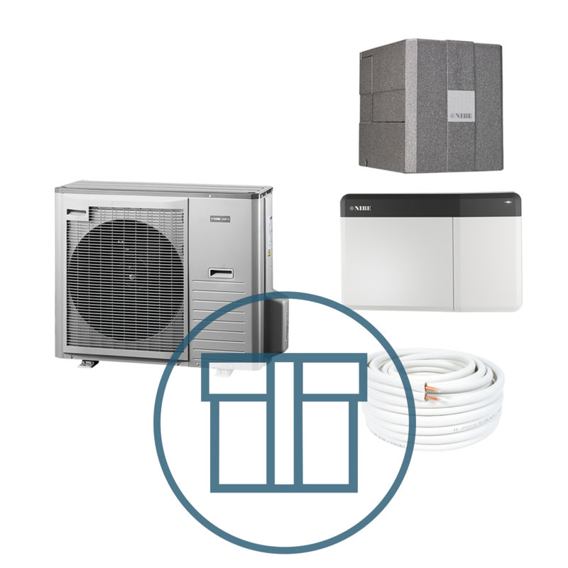 AMS 20-10 Inverter med HBS 20-10 og SMO S40, splitt systempakke luft-vann varmepumpe med R32