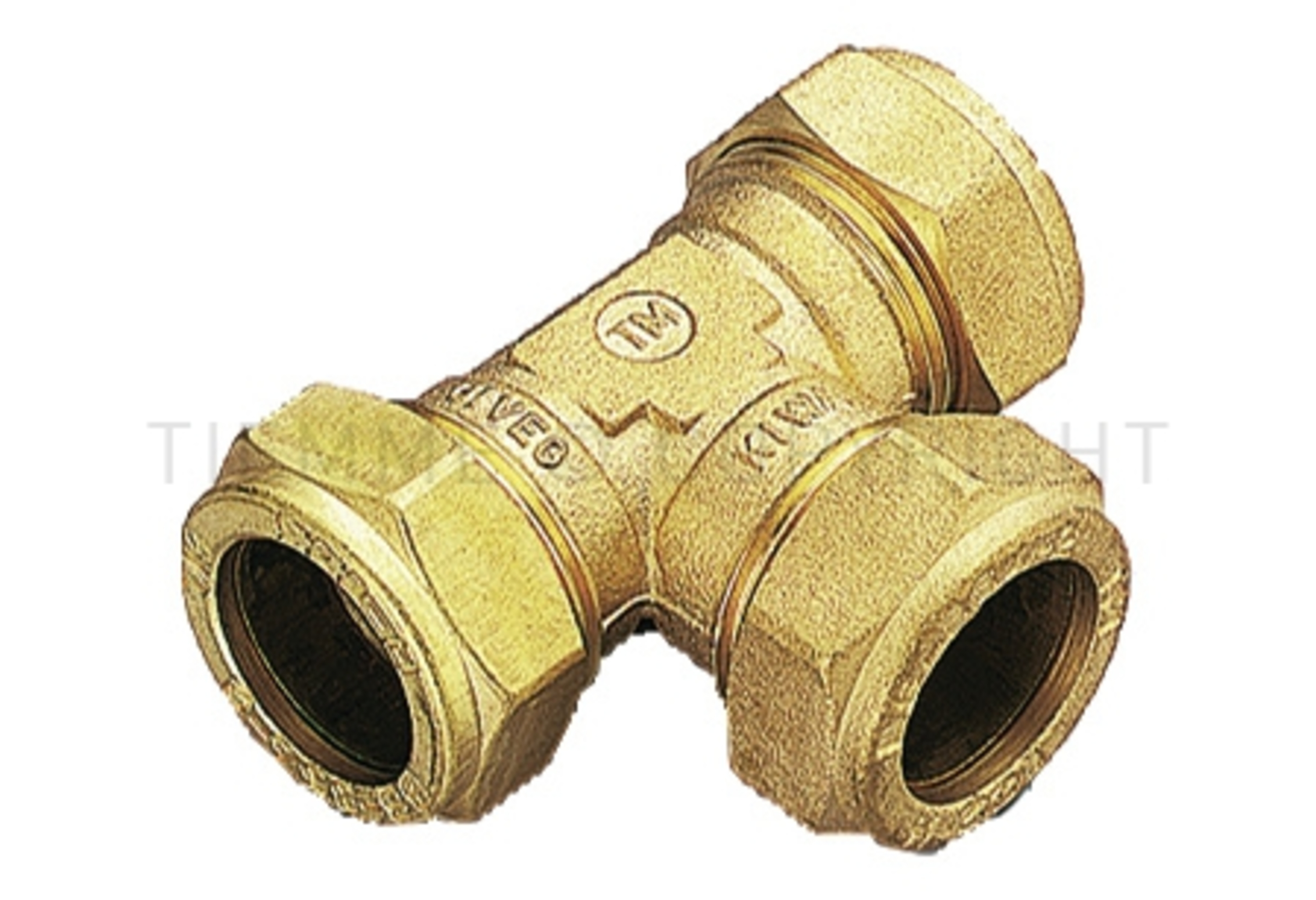 T-rør i avsinkn.best. messing, 22 x 15 x 15 mm klemringskobling, CW602N