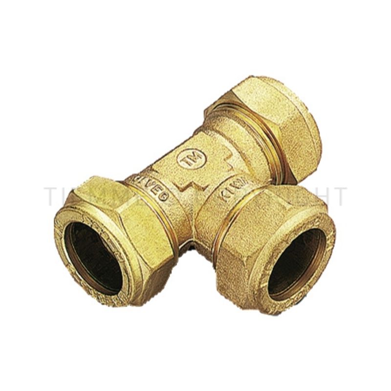 T-rør i avsinkn.best. messing, 22 x 15 x 15 mm klemringskobling, CW602N