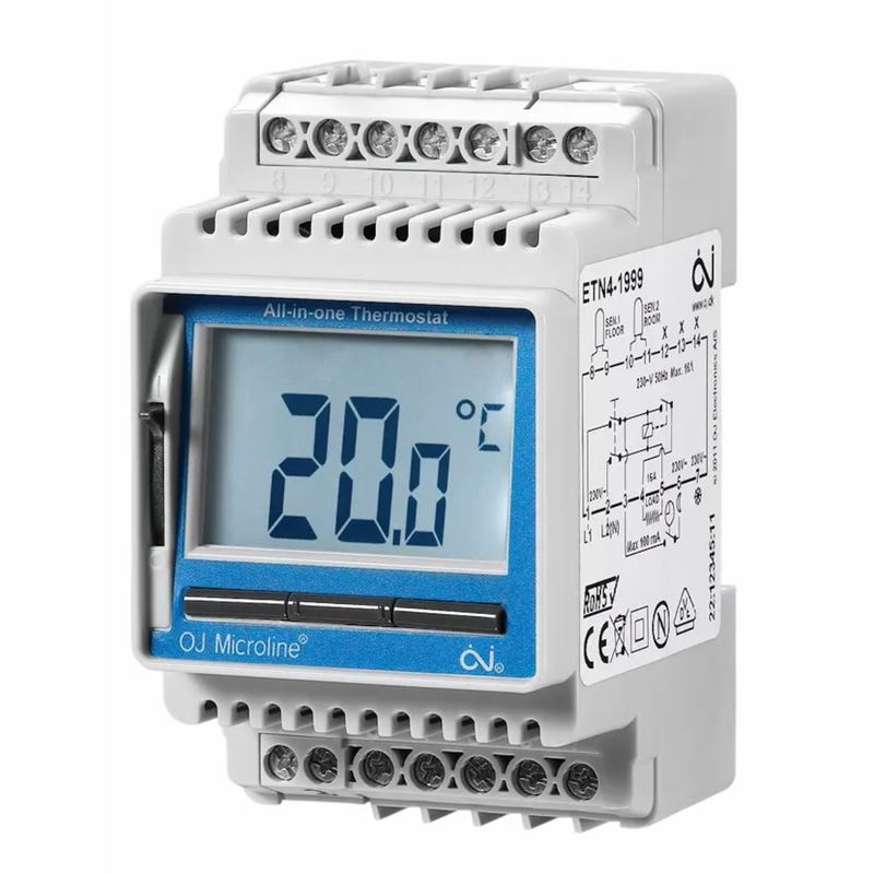 Digital termostat ETN4 med 2-polet bryter m/gulvf&#248;ler