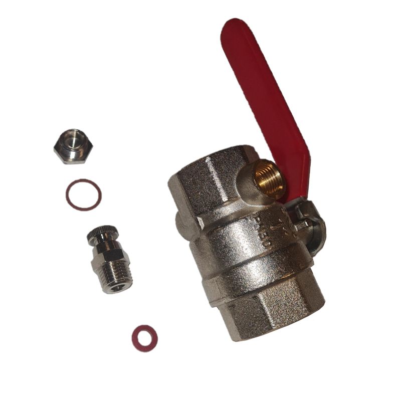 Kuleventil med hendel, 1" innv./innv. gjenger, med lufting