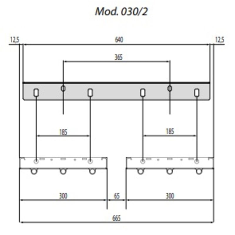 Beslag for oppheng av 2 paneler DS-ST18-030/DS-ST28-030