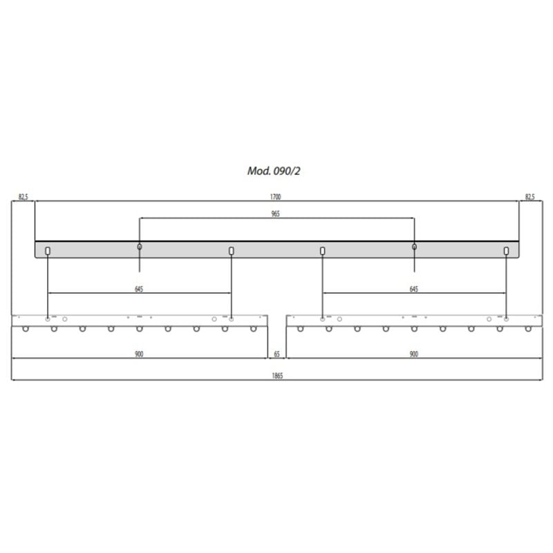 Beslag for oppheng av 2 paneler DS-ST18-030/DS-ST28-030