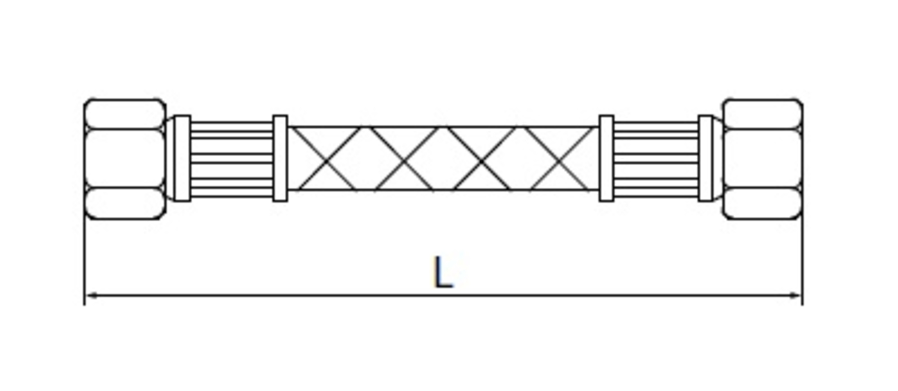 Fleksibel slange for Pulsar, EPDM, rett, 1/2" innv.gjenger, 350 mm