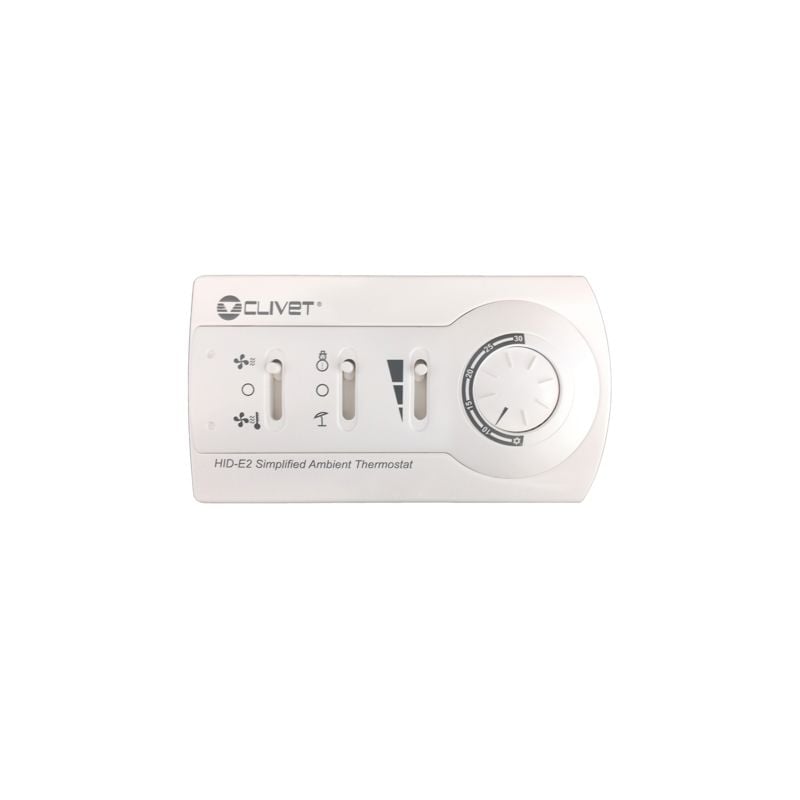 HIDE2X kablet fjernkontroll for veggmontasje. Av/På, tretrinns vifte, manuell veksling varme/kjøling