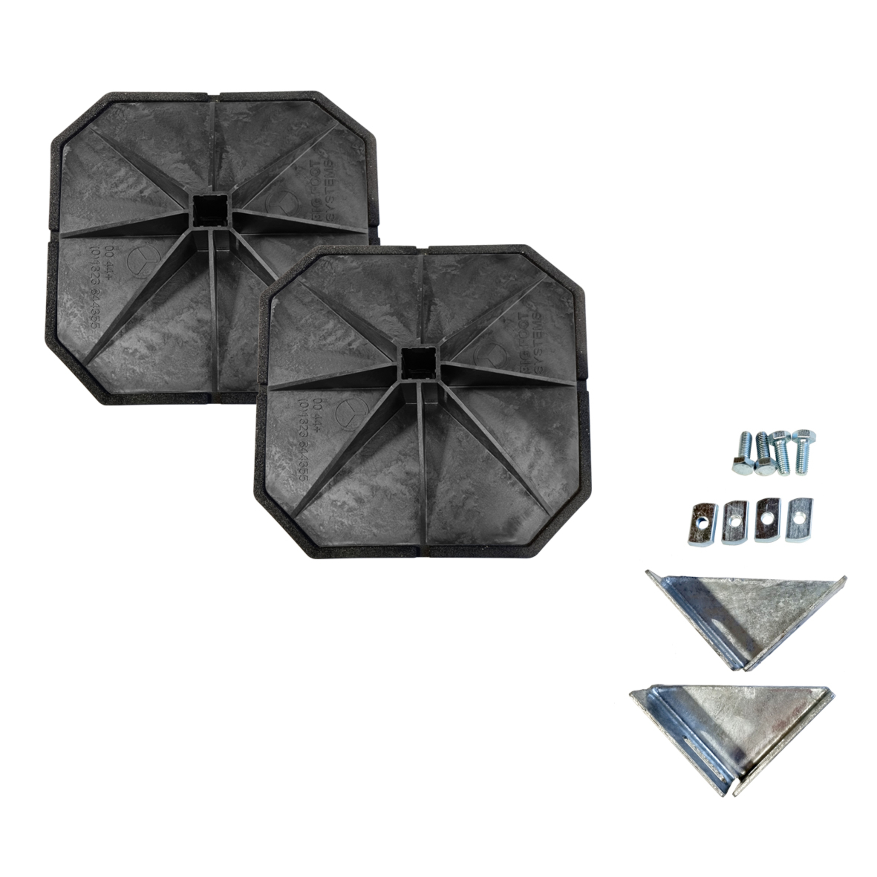 Big Foot Fotsett 305 x 305 mm m/ vibrasjonsdempende matter og støttevinkler, for H-ramme