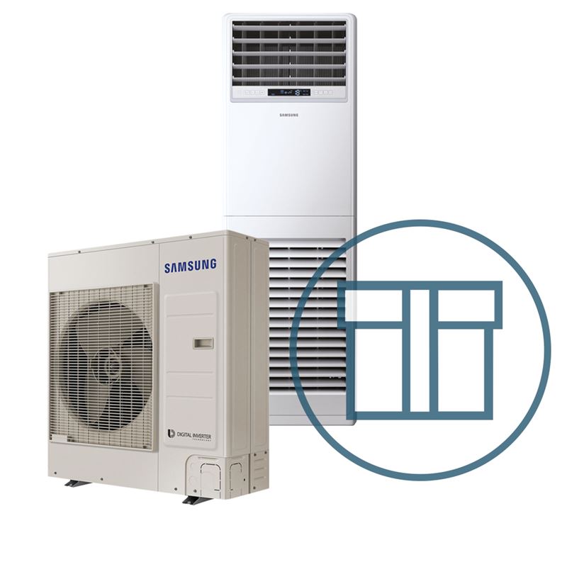 CAC PAC 100 gulvmodell, systempakke luft-luft varmepumpe
