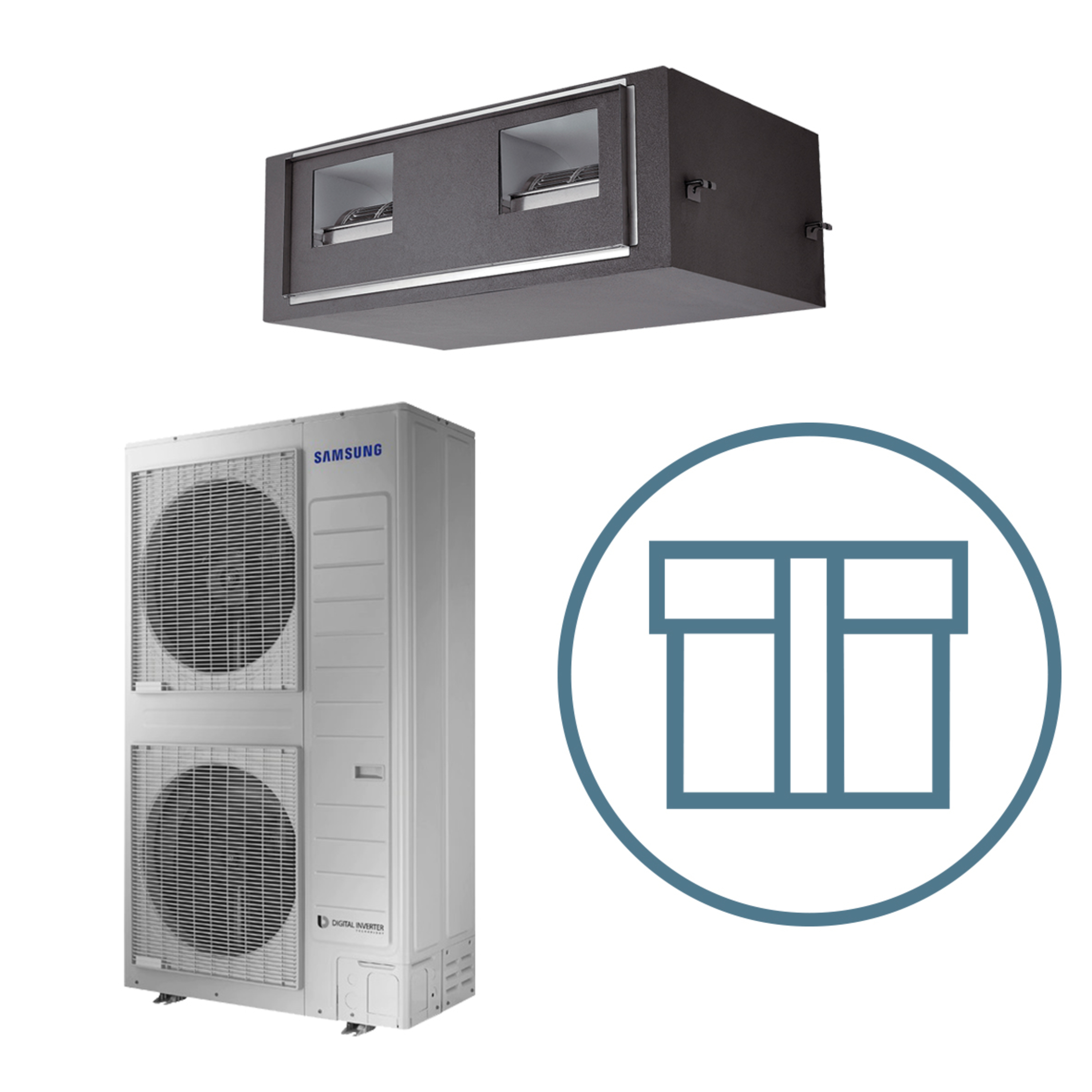 CAC Big Duct 180, R410a, systempakke luft-luft varmepumpe