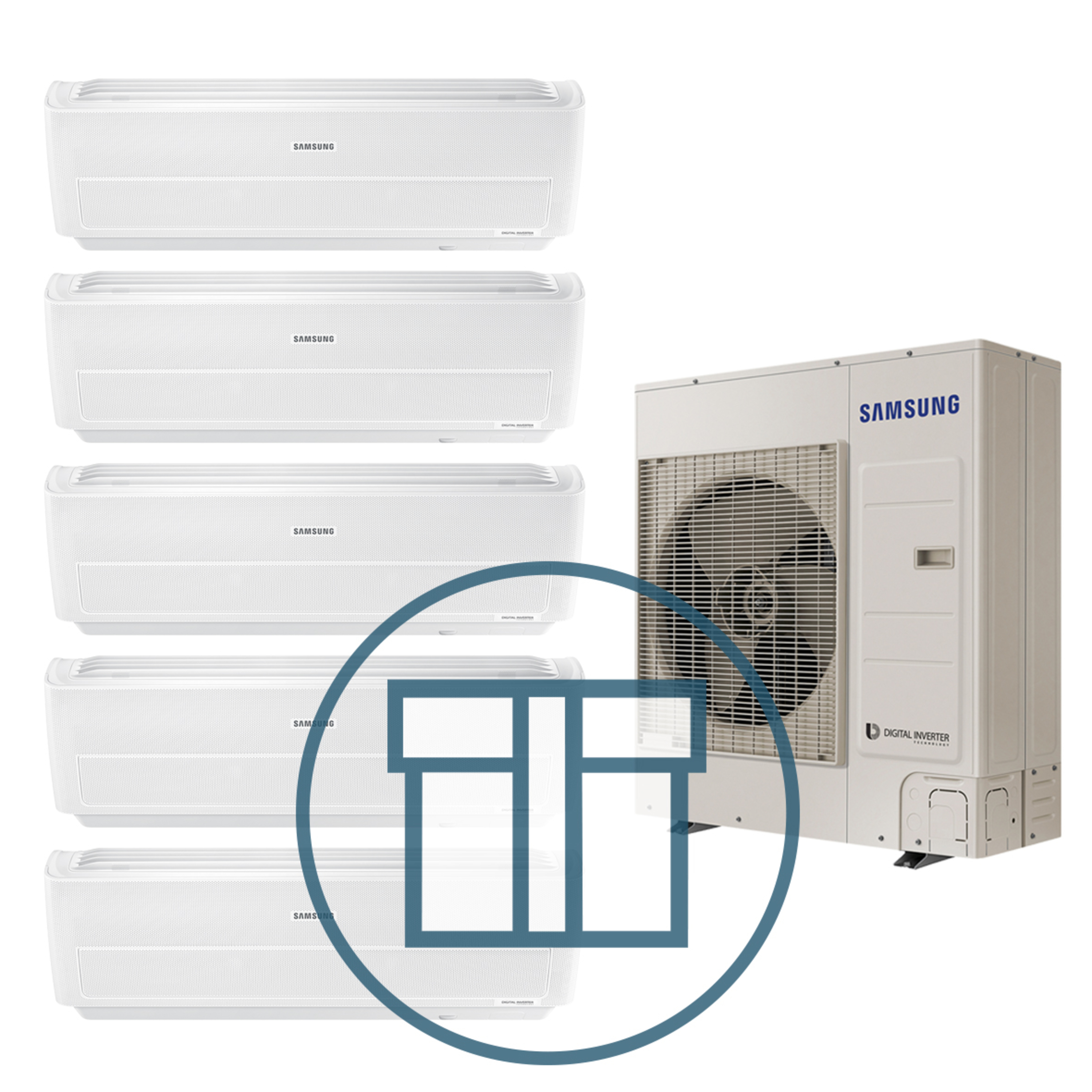 FJM 100 m/5 stk. WF High Wall 07, R410a, systempakke luft-luft varmepumpe